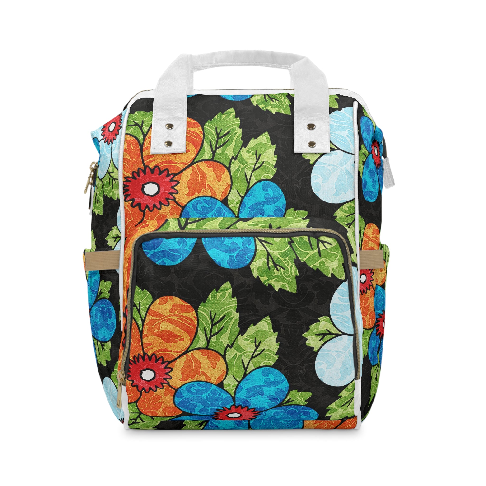 Groovy Black Floral Kl Multifunctional Diaper Backpack, Artsulli - Art is Long, Life is Short, Bags, Size, 15.0" × 10.8" × 6.7'', , , , , 22527279672813122571