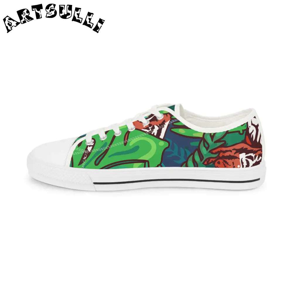 JAKKOUTTHEBXX Tropical Jungle Tigers Green and Blue Men’s Low Top