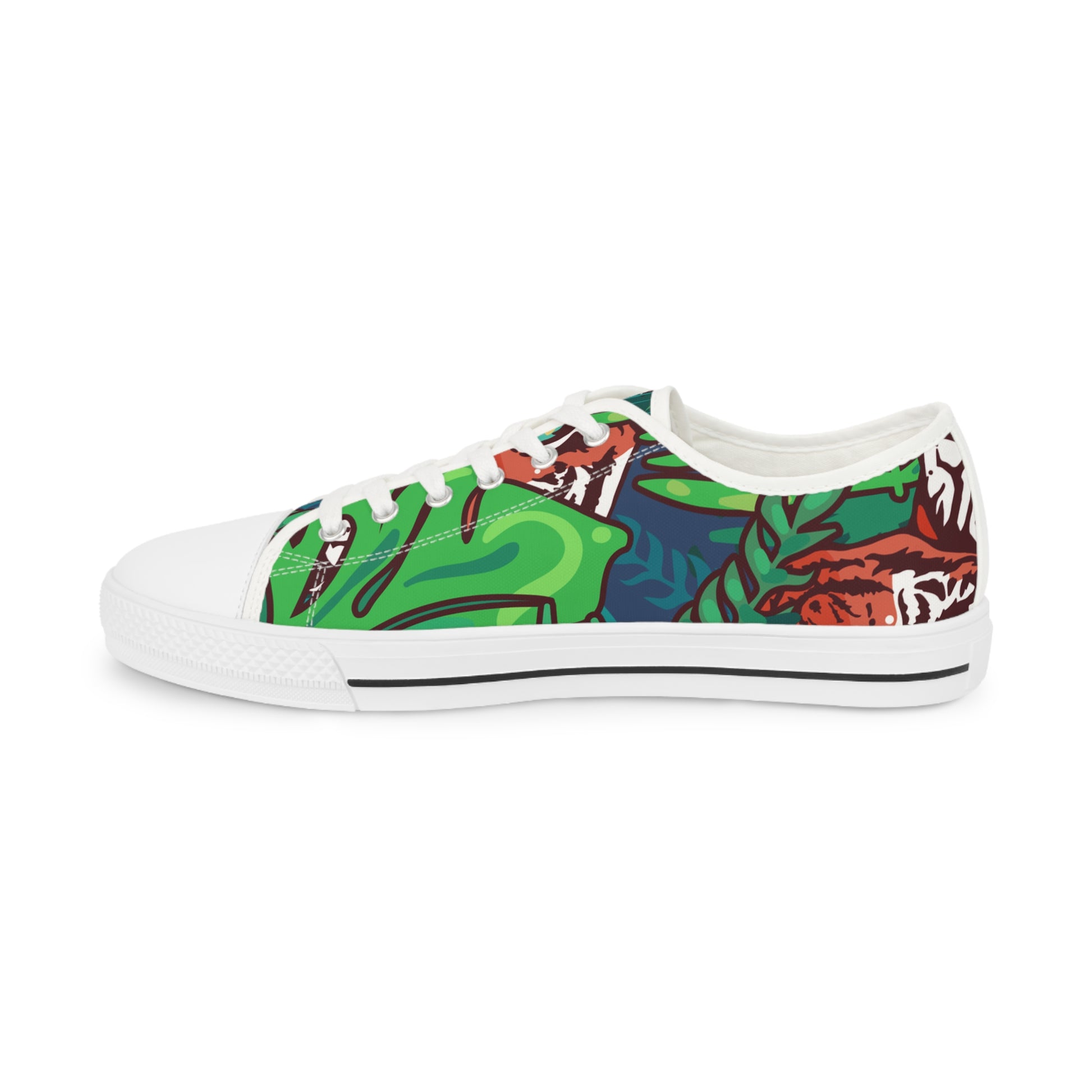Tropical Jungle Tigers Green and Blue Men's Low Top Sneakers, Artsulli - Art is Long, Life is Short, Shoes, , , , , , , 