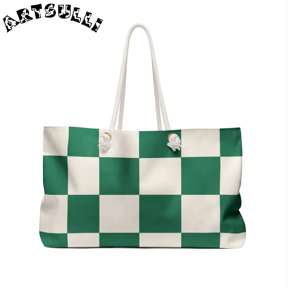 JAKKOUTTHEBXX Checkerboard Dark Green Weekender Bag JAKKOUTTHEBXX