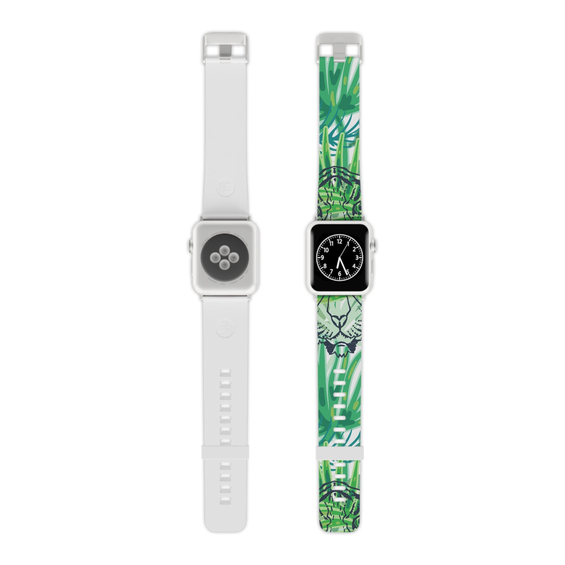 Tropical Jungle Tigers Green Watch Band for Apple Watch, Artsulli - Art is Long, Life is Short, Accessories, Size, 8'' × 0.75'' / 42 - 44 mm, Color, Silver, , , 14868970166102