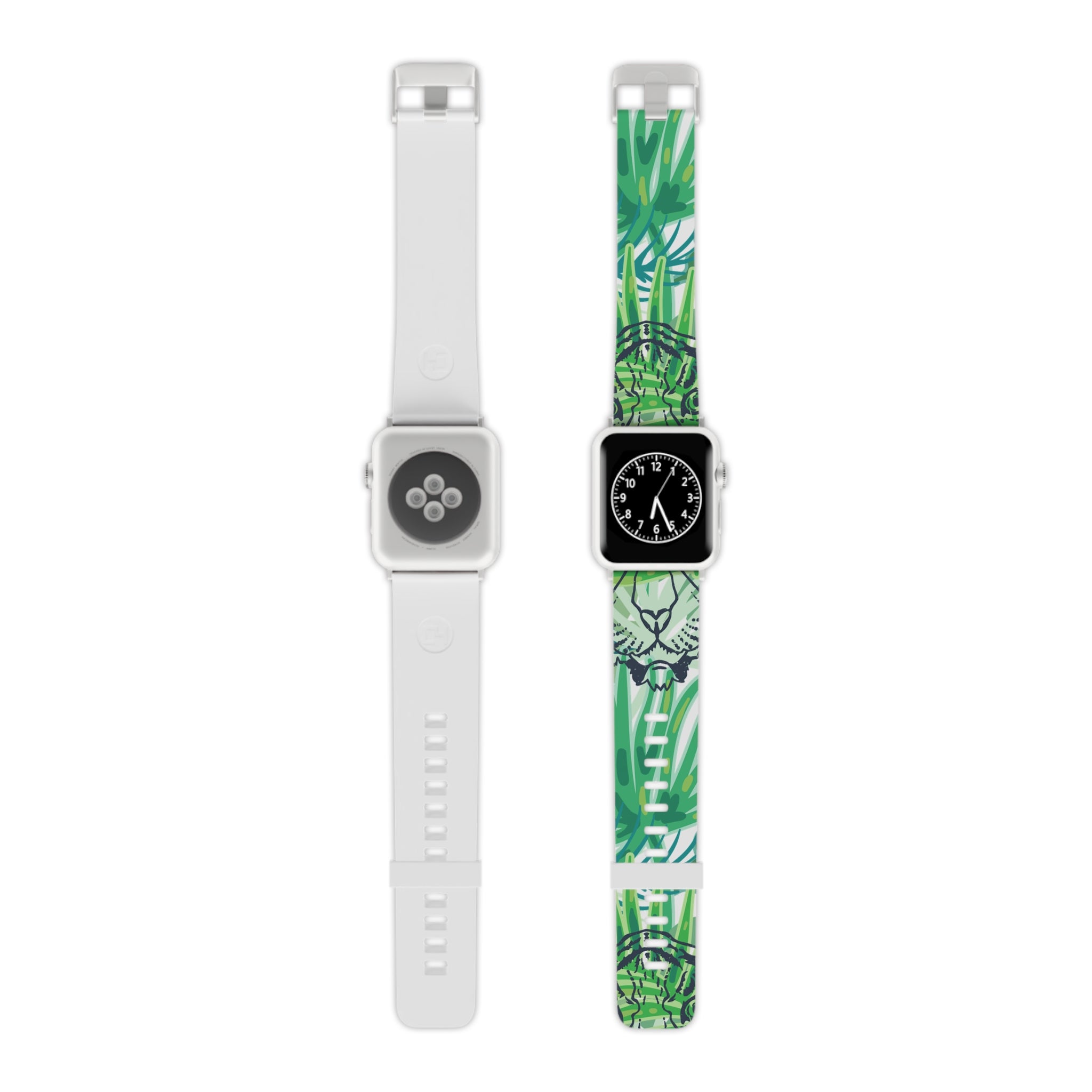 Tropical Jungle Tigers Green Watch Band for Apple Watch, Artsulli - Art is Long, Life is Short, Accessories, Size, 8'' × 0.75'' / 42 - 44 mm, Color, Silver, , , 14868970166102
