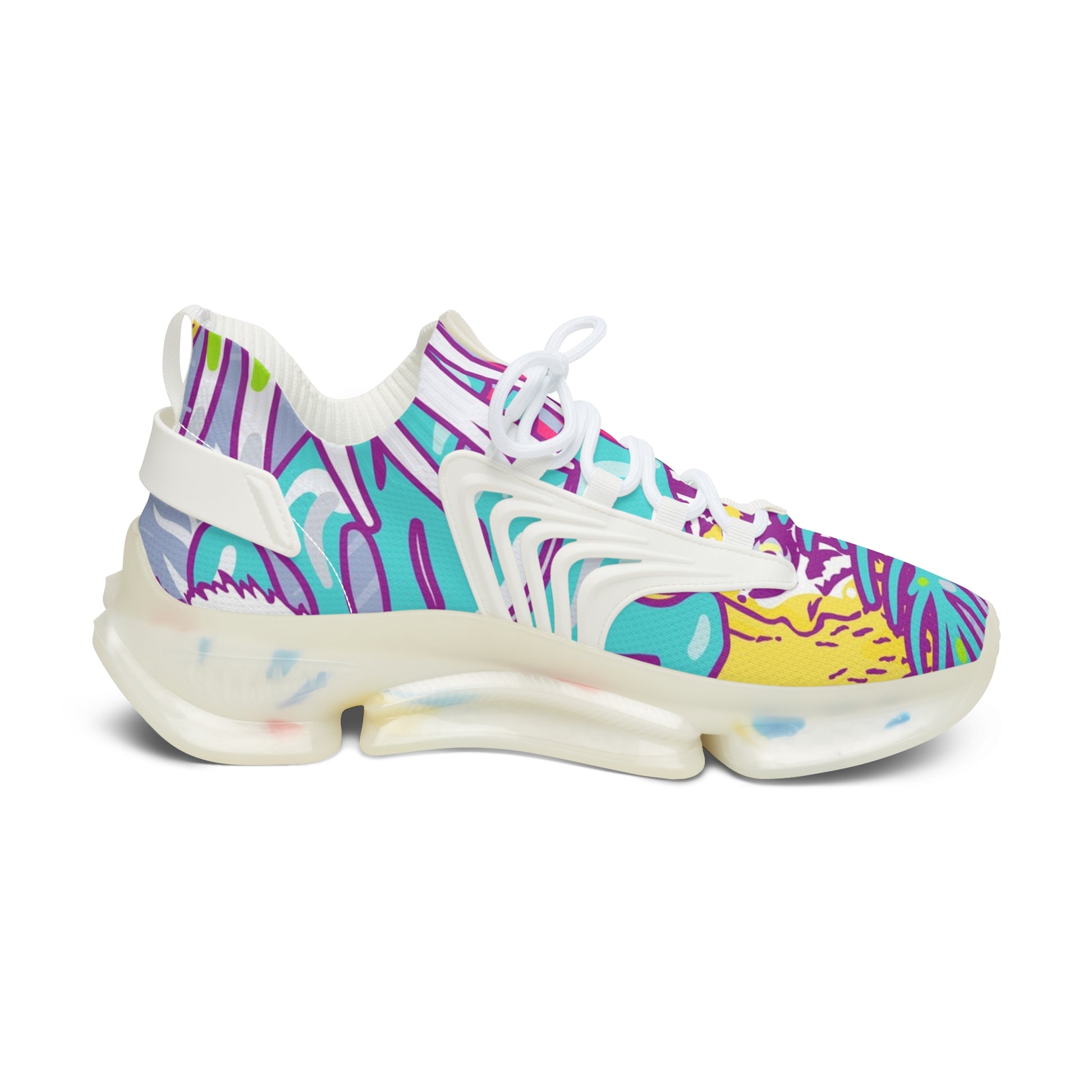 Tropical Jungle Tigers Torquise and Purple Women's Mesh Sneakers, Artsulli - Art is Long, Life is Short, Shoes, , , , , , , 