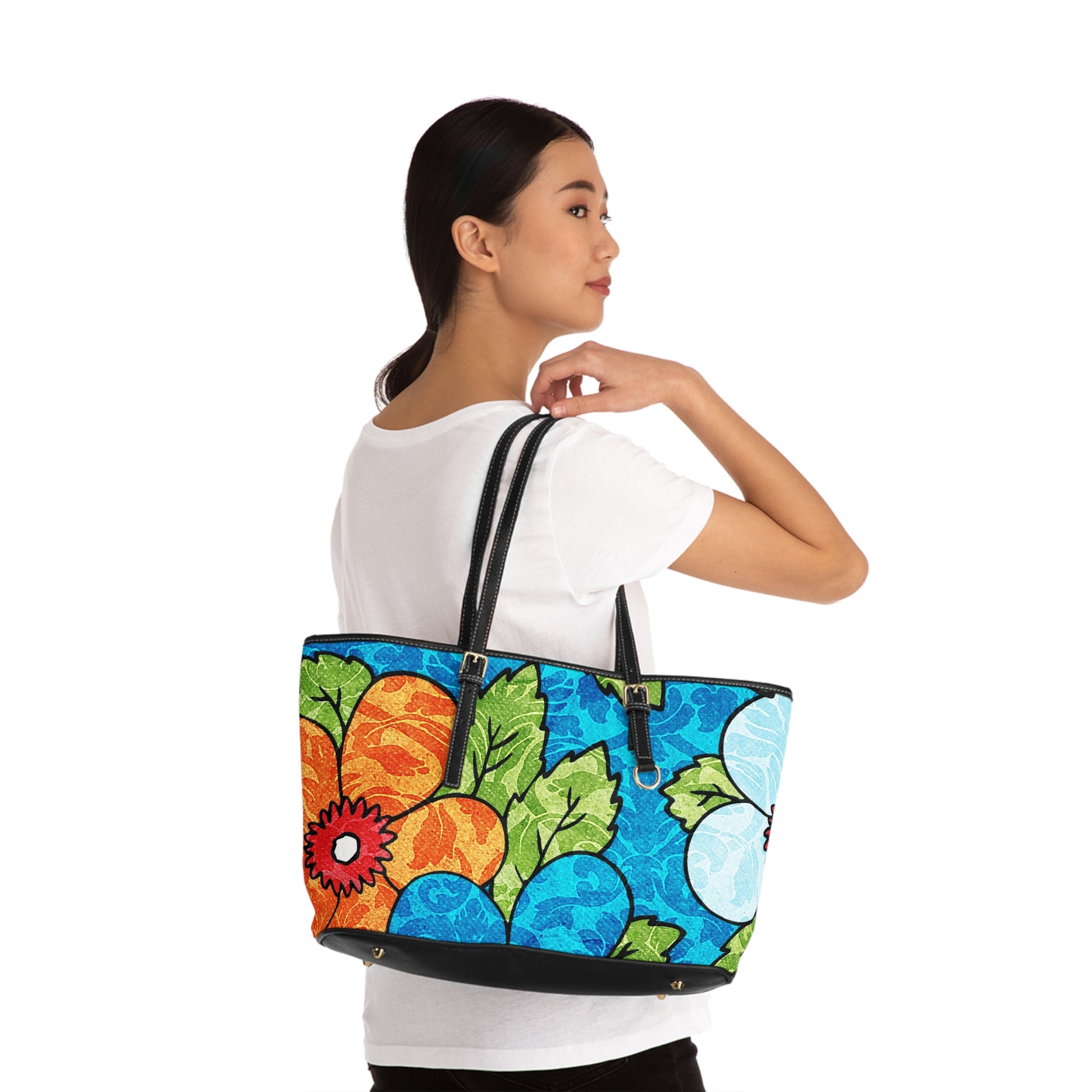 Blue Orange Groovy PU Leather Shoulder Bag, Artsulli - Art is Long, Life is Short, Bags, , , , , , , 