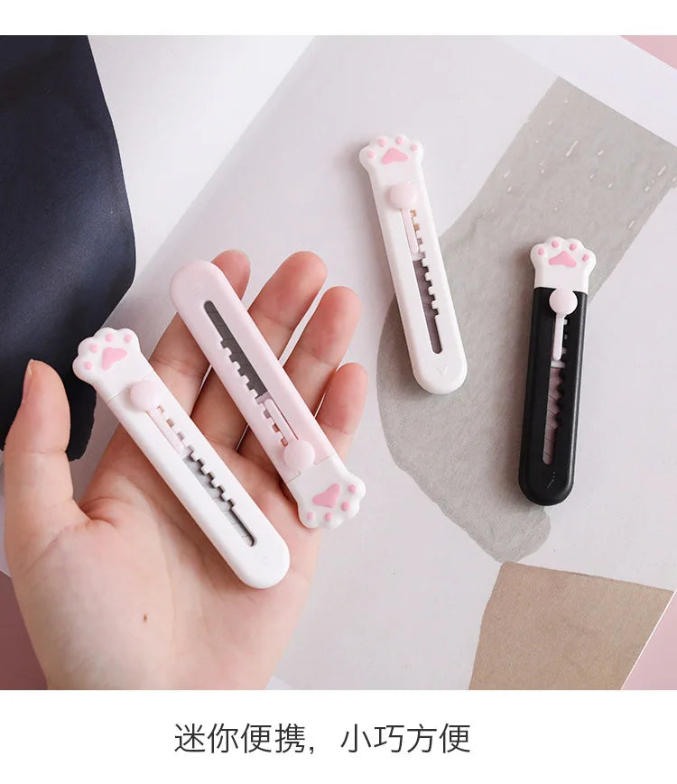 Cute Cat Paw Cutter Cartoon Utility Knife Student Art DIY Hand Tools Creative Stationery School Office Supplies Open Box Cutter