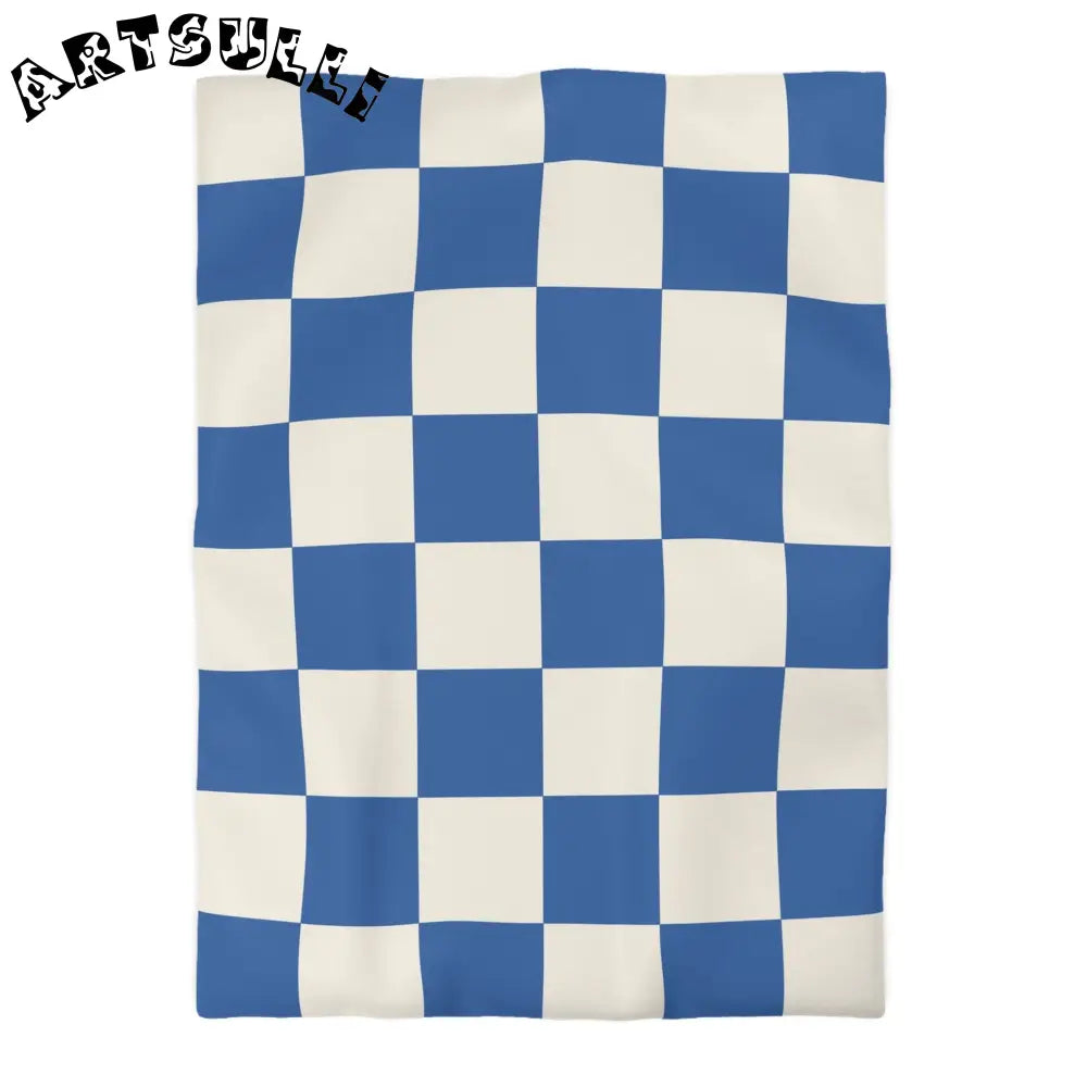 JAKKOUTTHEBXX Checkerboard Blue Microfiber Duvet Cover JAKKOUTTHEBXX