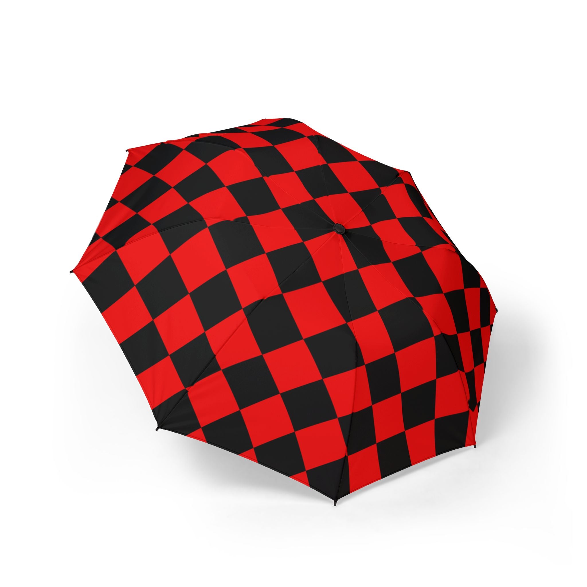 Checkerboard Red and Black Semi-Automatic Foldable Umbrella, Artsulli - Art is Long, Life is Short, Accessories, Size, One size, , , , , 29697059810780638028