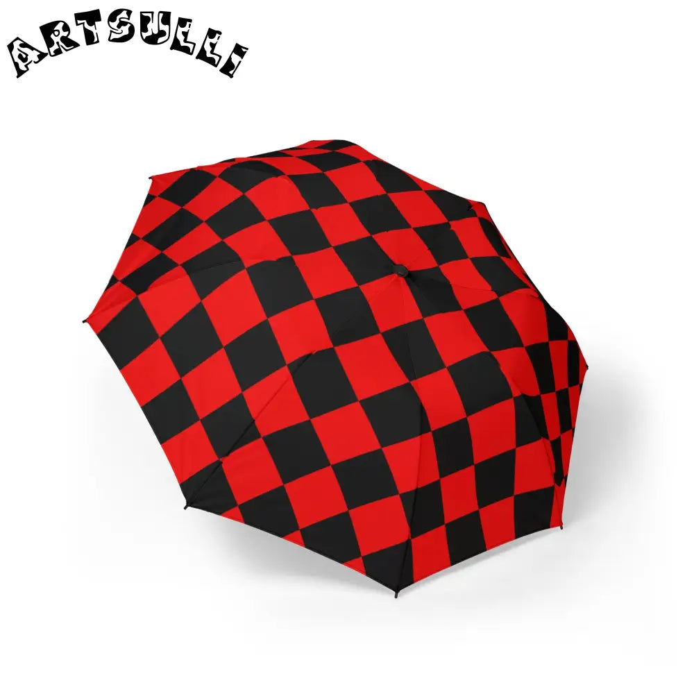 JAKKOUTTHEBXX Checkerboard Red and Black Semi-Automatic Foldable