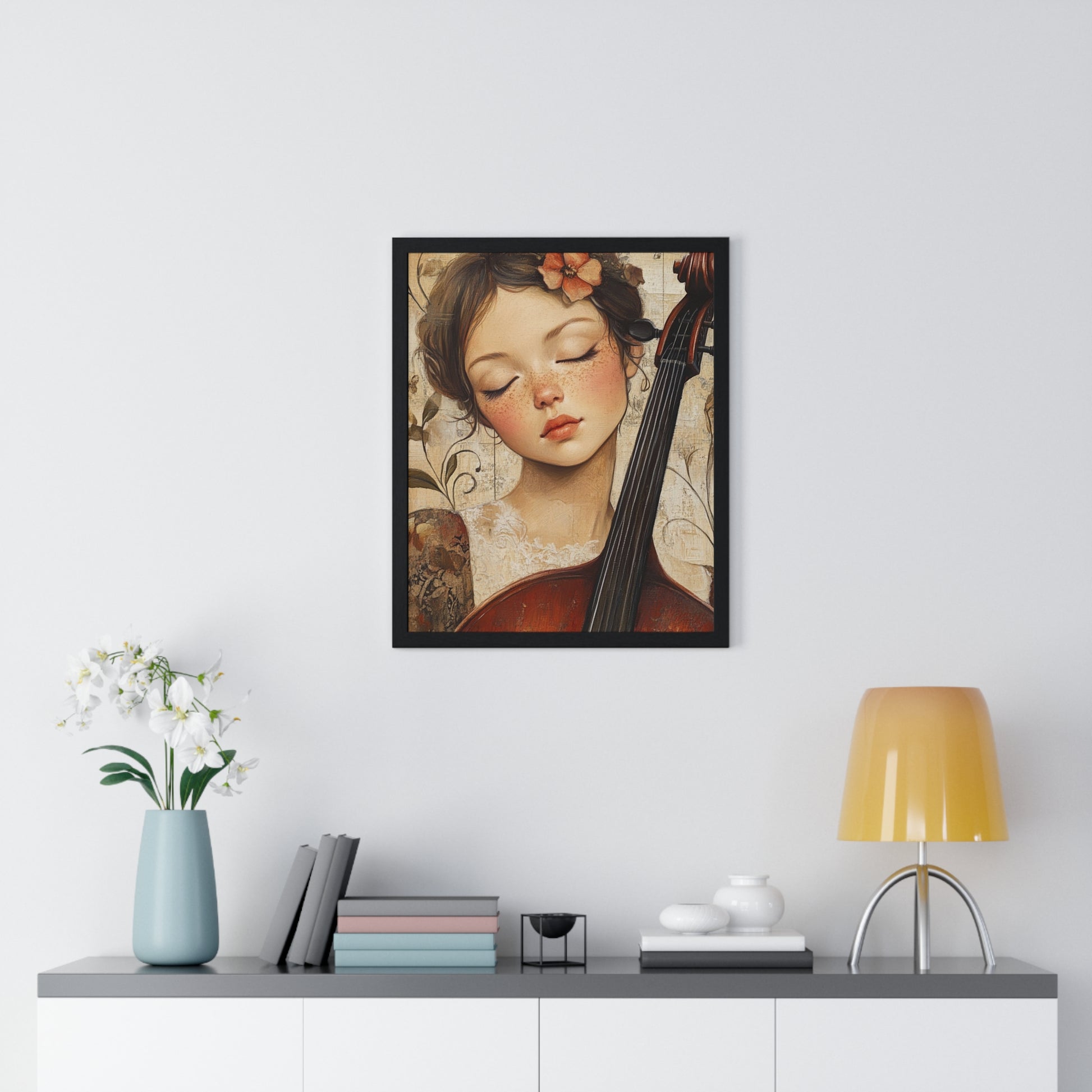 Girl With A Violin II Vertical Framed Poster, Artsulli - Art is Long, Life is Short, Poster, , , , , , , 