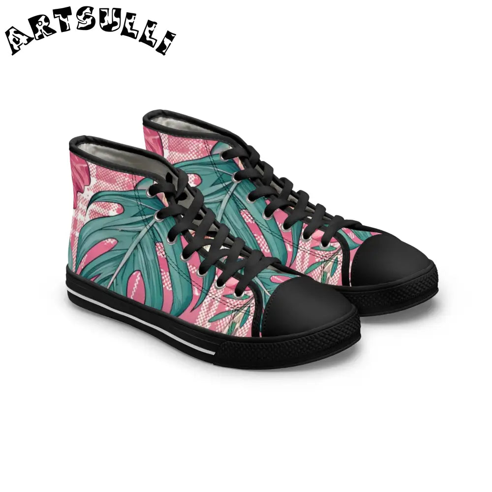 JAKKOUTTHEBXX Plaid x Floral Burgundy and Green Women’s High Top