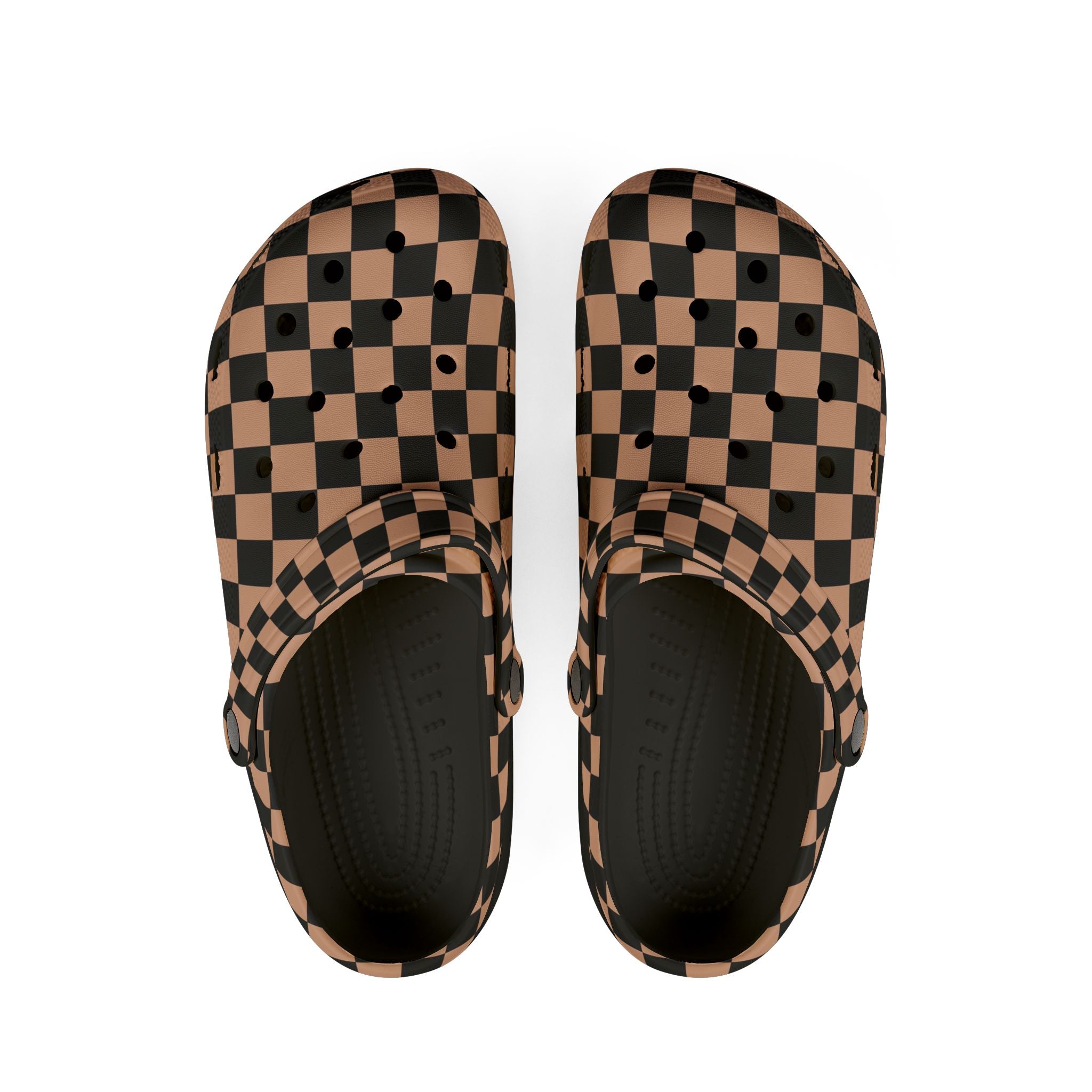 Checkerboard II Soft Orange and Black EVA Foam Rubber Shoes (AOP), Artsulli - Art is Long, Life is Short, Shoes, Size, US 6 (Women's), Color, Black, , , 31182023746540263279
