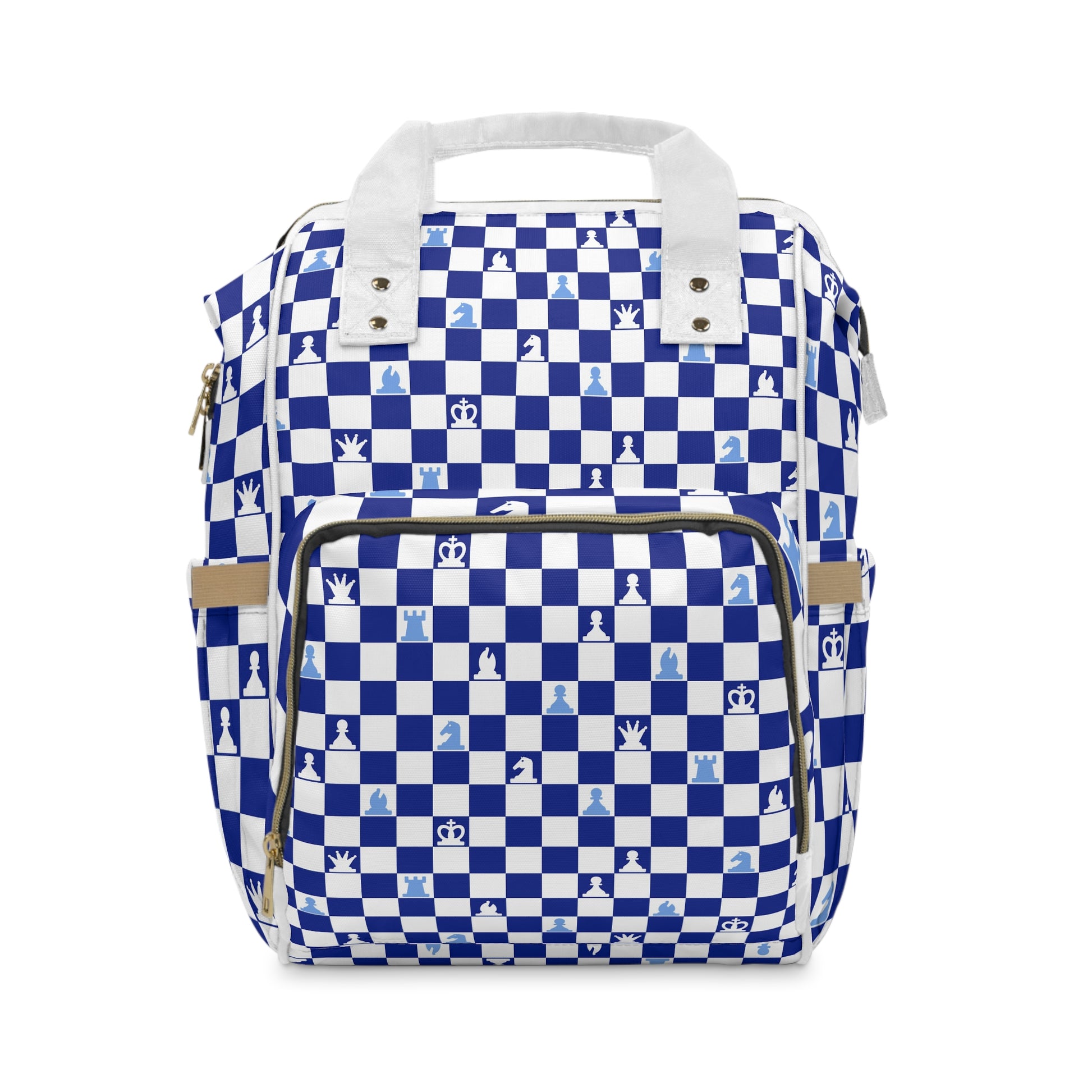 Chessboard II Navy Blue Multifunctional Diaper Backpack, Artsulli - Art is Long, Life is Short, Bags, Size, 15.0" × 10.8" × 6.7'', , , , , 38001759777341422924