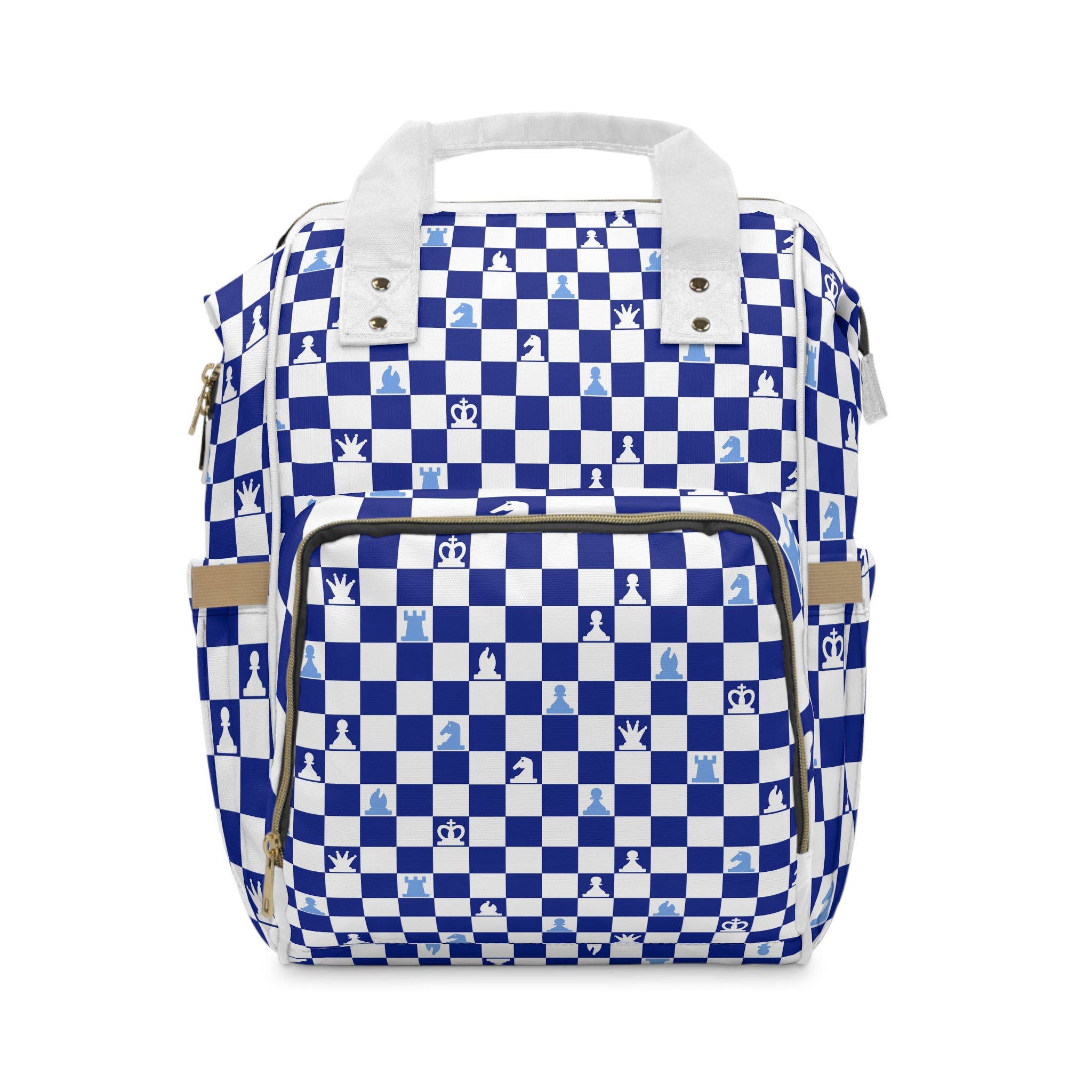 Chessboard II Navy Blue Multifunctional Diaper Backpack, Artsulli - Art is Long, Life is Short, Bags, Size, 15.0" × 10.8" × 6.7'', , , , , 38001759777341422924