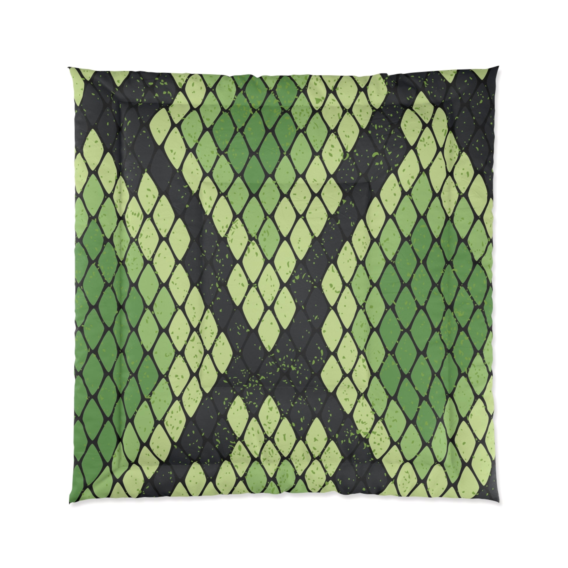 Snake Skin Green and Black Comforter, Artsulli - Art is Long, Life is Short, Home Decor, Size, 88" × 88", , , , , 11155946312141