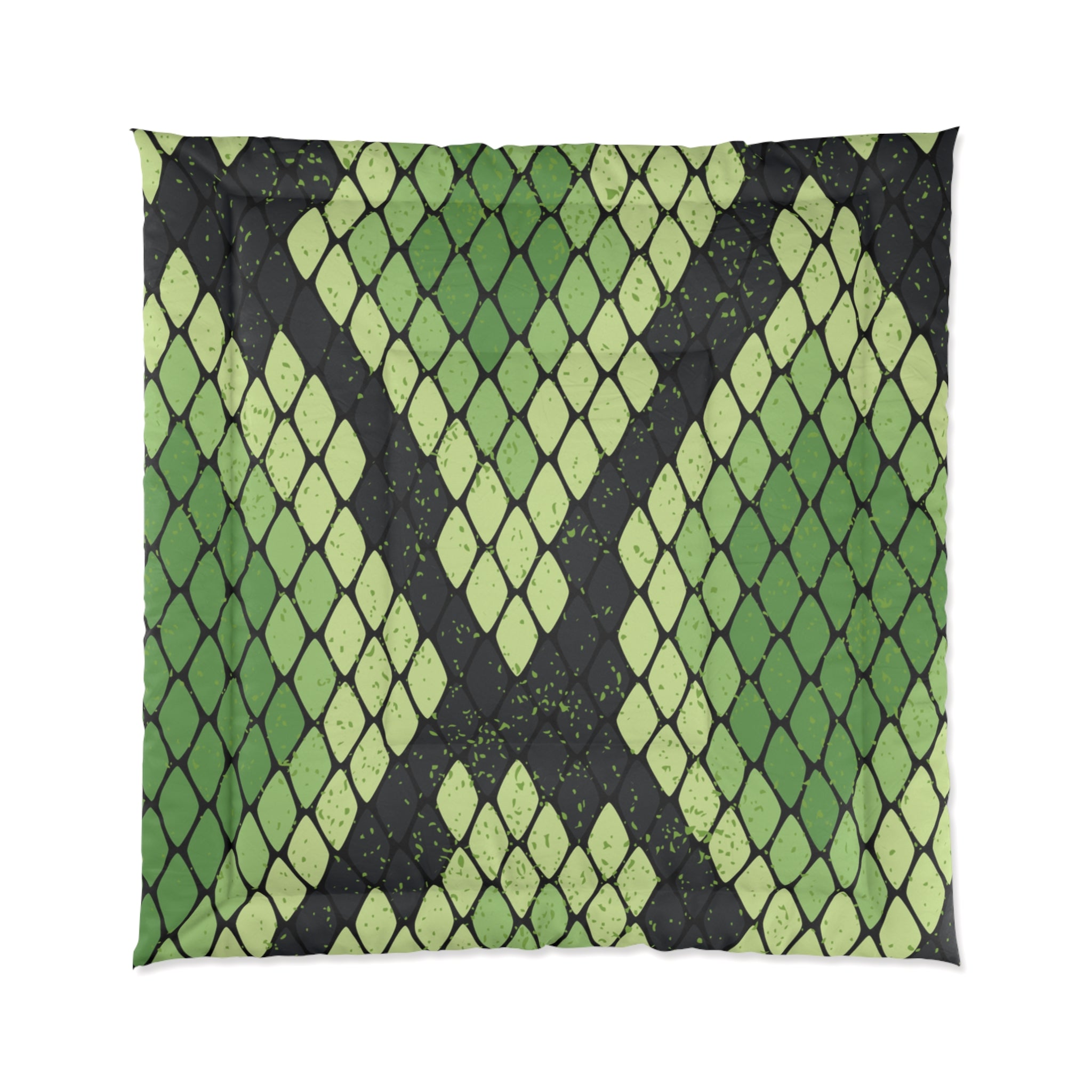 Snake Skin Green and Black Comforter, Artsulli - Art is Long, Life is Short, Home Decor, Size, 88" × 88", , , , , 11155946312141