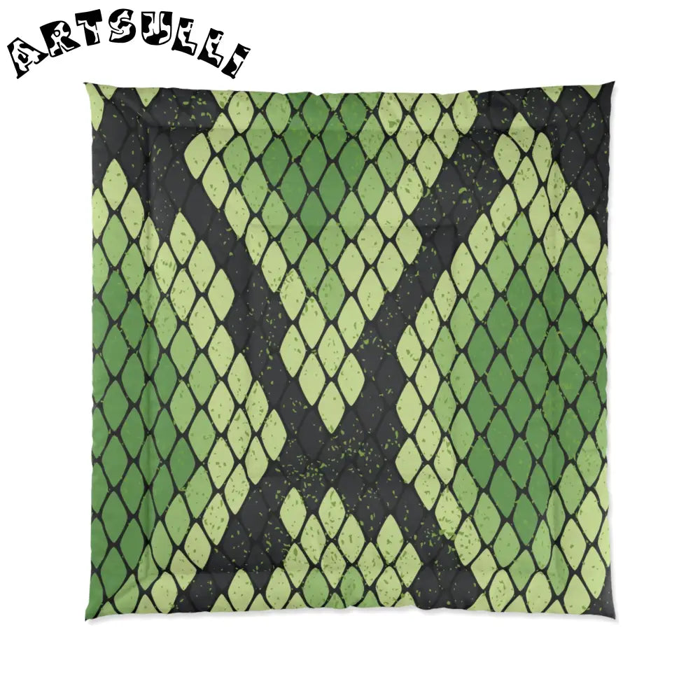 JAKKOUTTHEBXX Snake Skin Green and Black Comforter JAKKOUTTHEBXX
