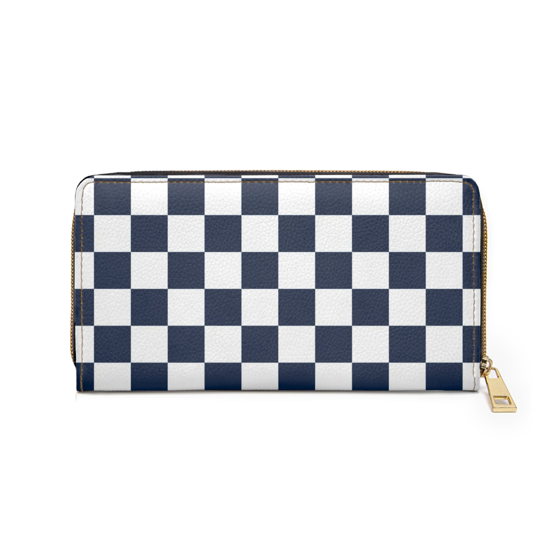 Checkerboard White and Navy Blue Zipper Wallet, Artsulli - Art is Long, Life is Short, Accessories, , , , , , , 