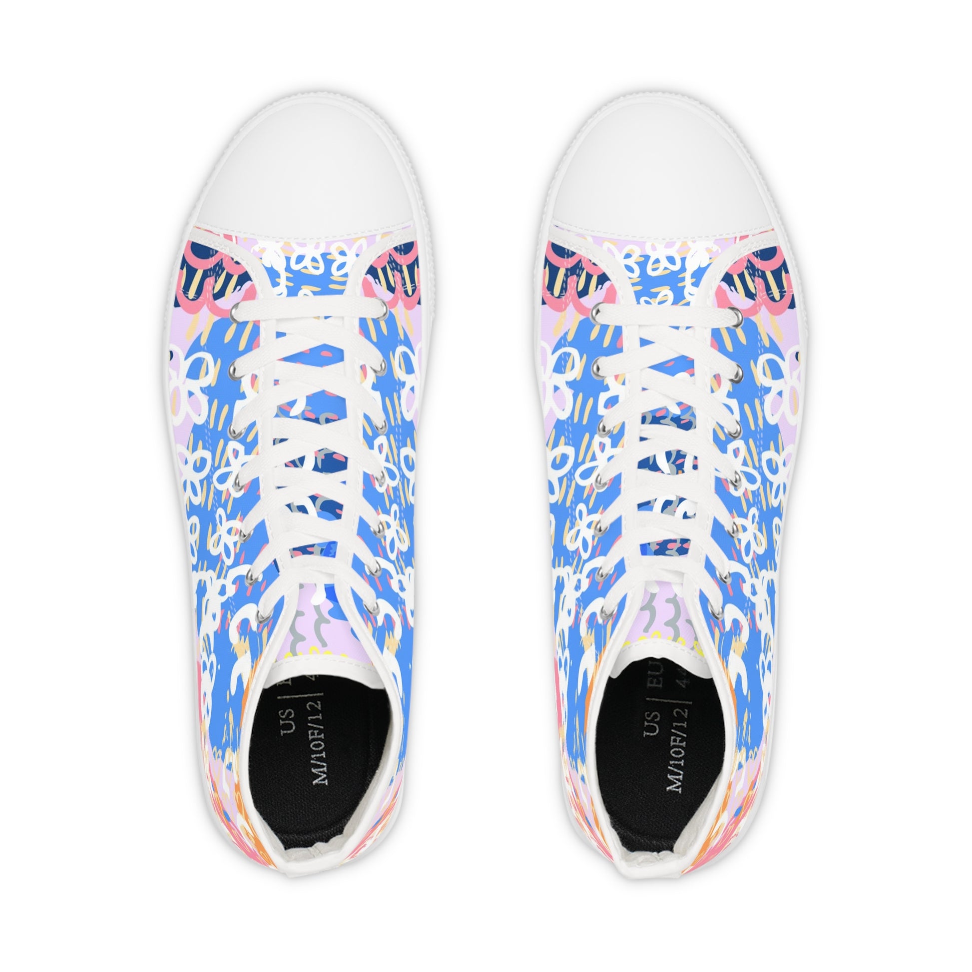 Flowers x Doodles x Hearts Multi-Color Men's High Top Sneakers, Artsulli - Art is Long, Life is Short, Shoes, , , , , , , 