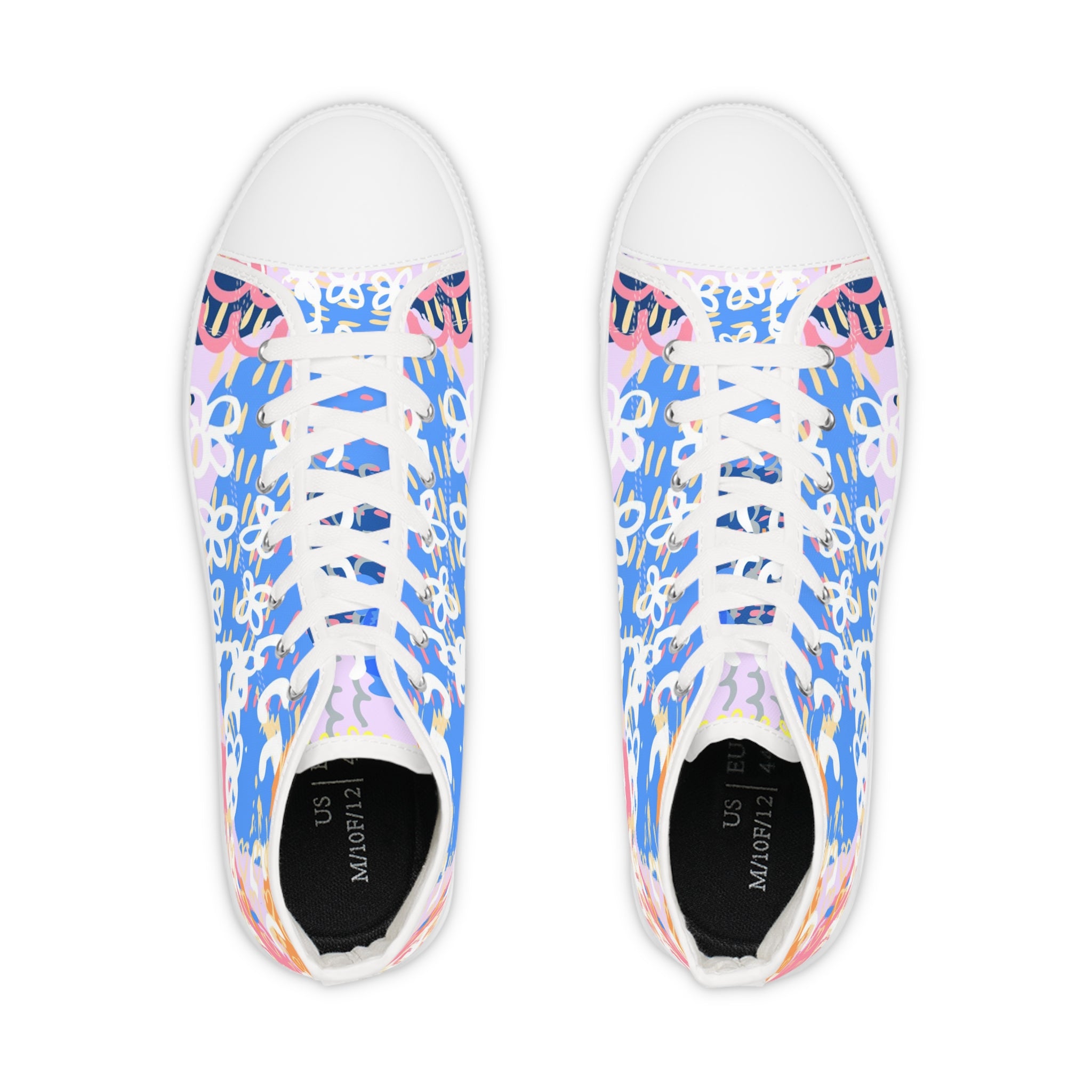 Flowers x Doodles x Hearts Multi-Color Men's High Top Sneakers, Artsulli - Art is Long, Life is Short, Shoes, , , , , , , 