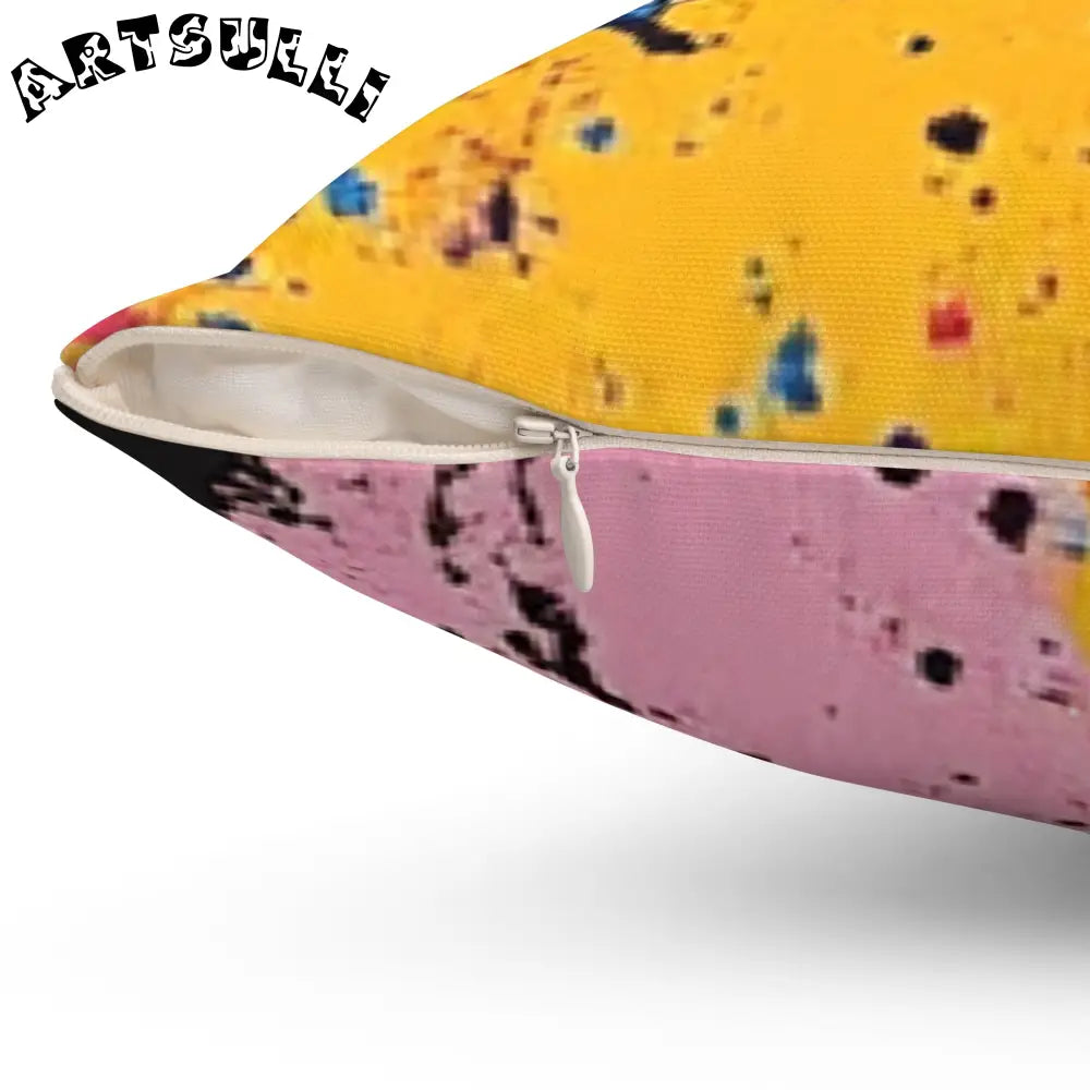 JAKKOUTTHEBXX The Colors Of Paint Splatter Spun Polyester Square