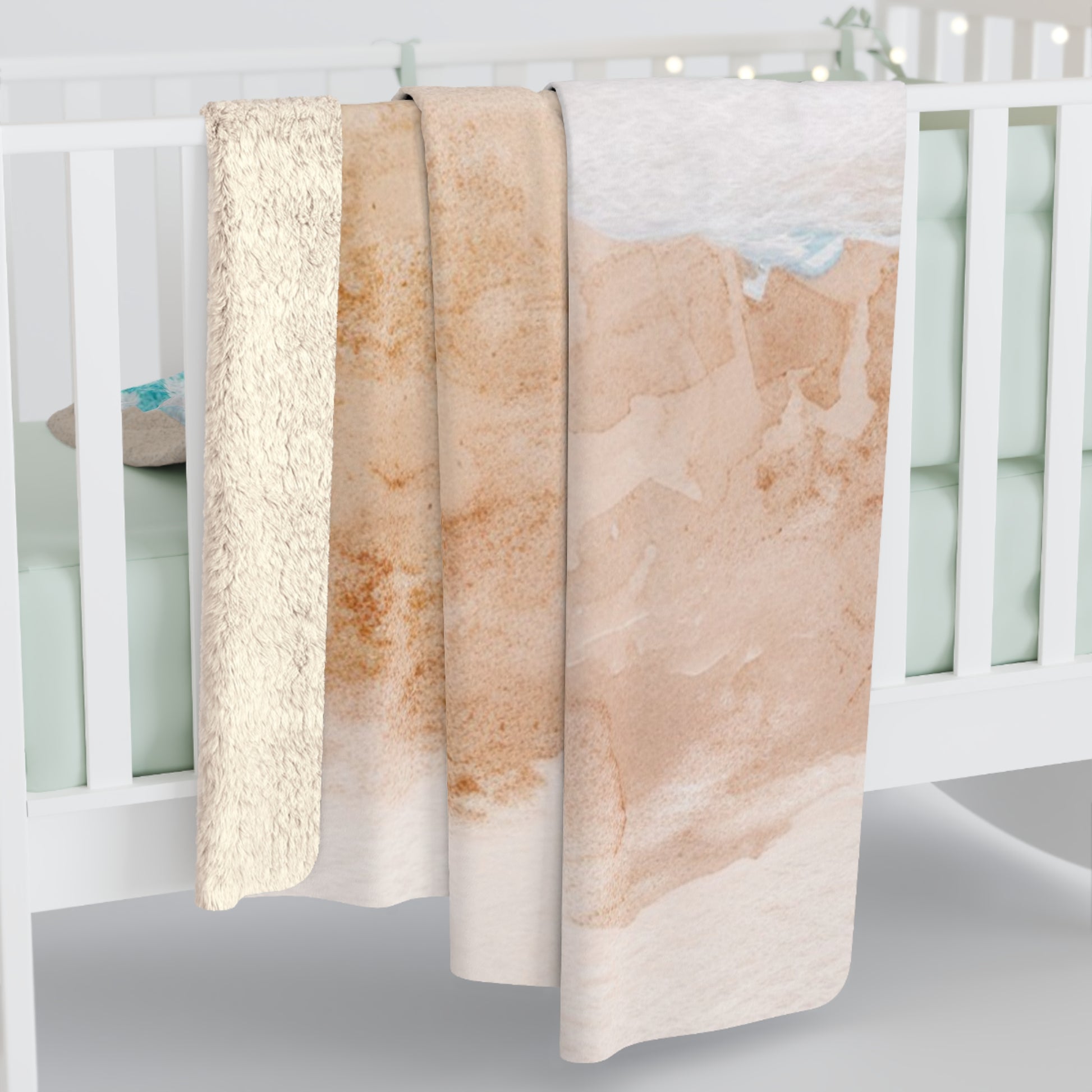 Seashore II Sherpa Fleece Blanket, Artsulli - Art is Long, Life is Short, Home Decor, , , , , , , 
