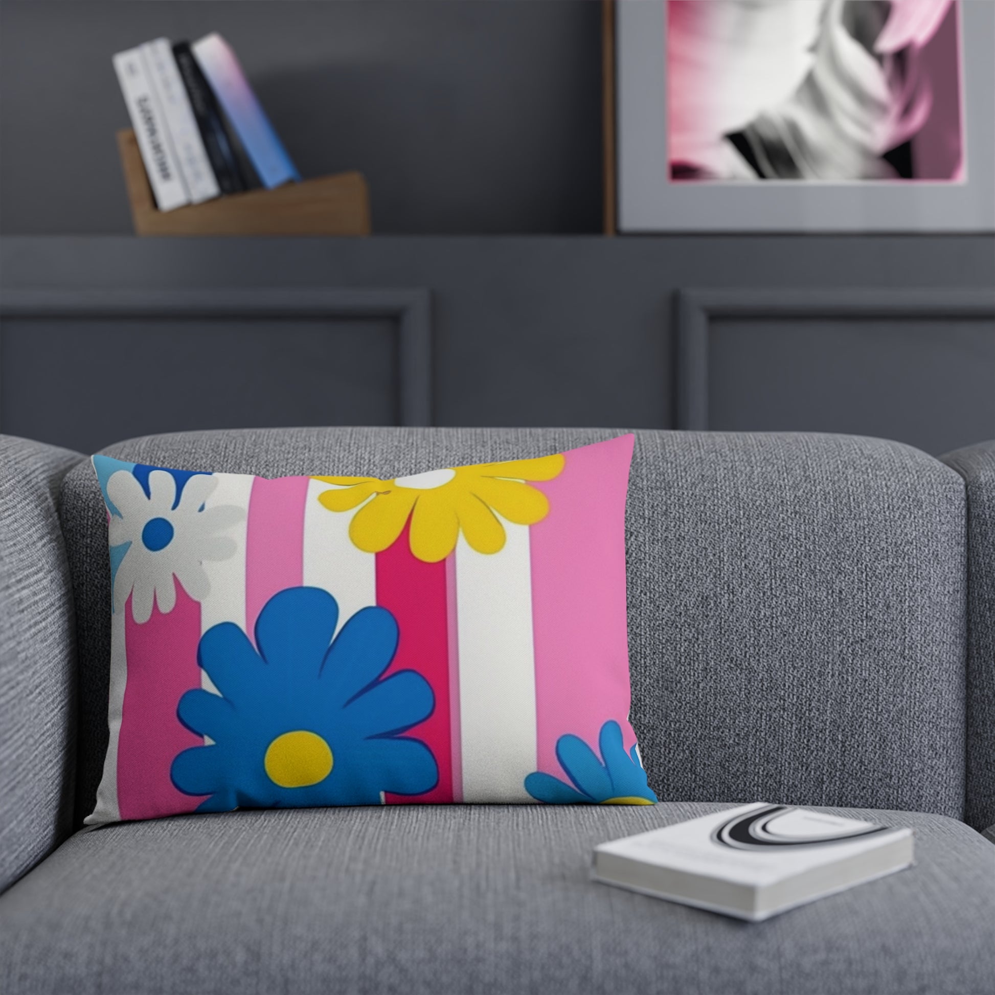 Flowers x Stripes Multi-Color Cushion, Artsulli - Art is Long, Life is Short, Home Decor, , , , , , , 