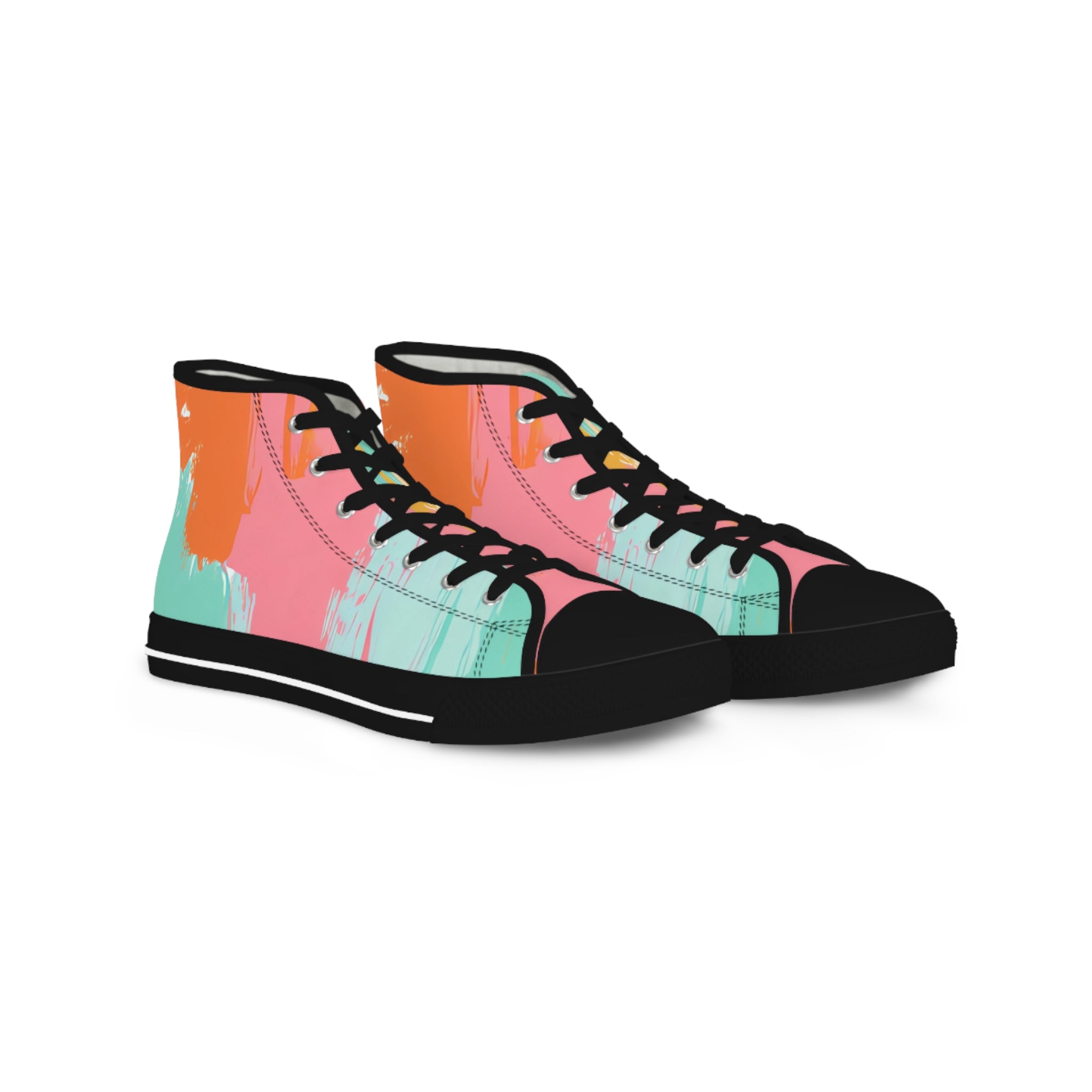 Preppy Pixel Bloom Men's High Top Sneakers, Artsulli - Art is Long, Life is Short, Shoes, Size, US 5, Color, Black sole, , , 21914417018234645927