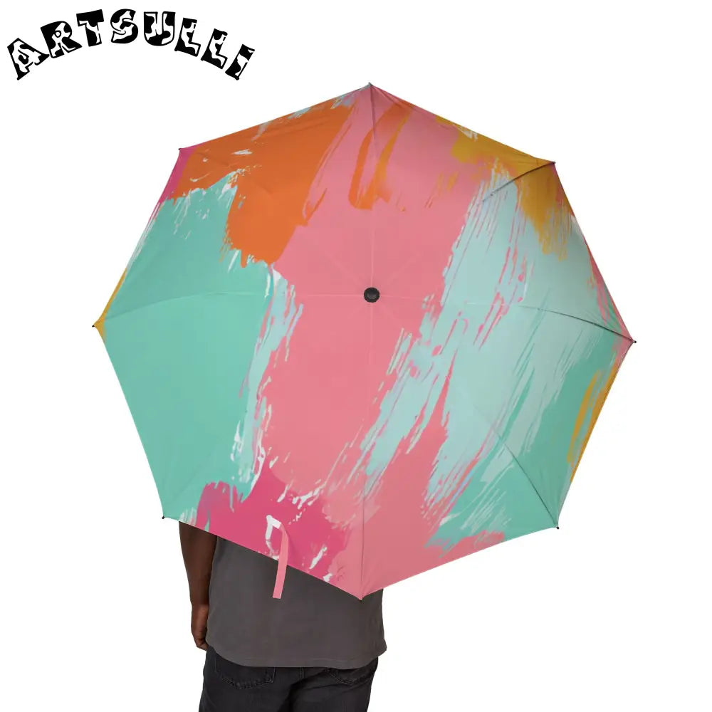 JAKKOUTTHEBXX Preppy Pixel Bloom Semi-Automatic Foldable Umbrella