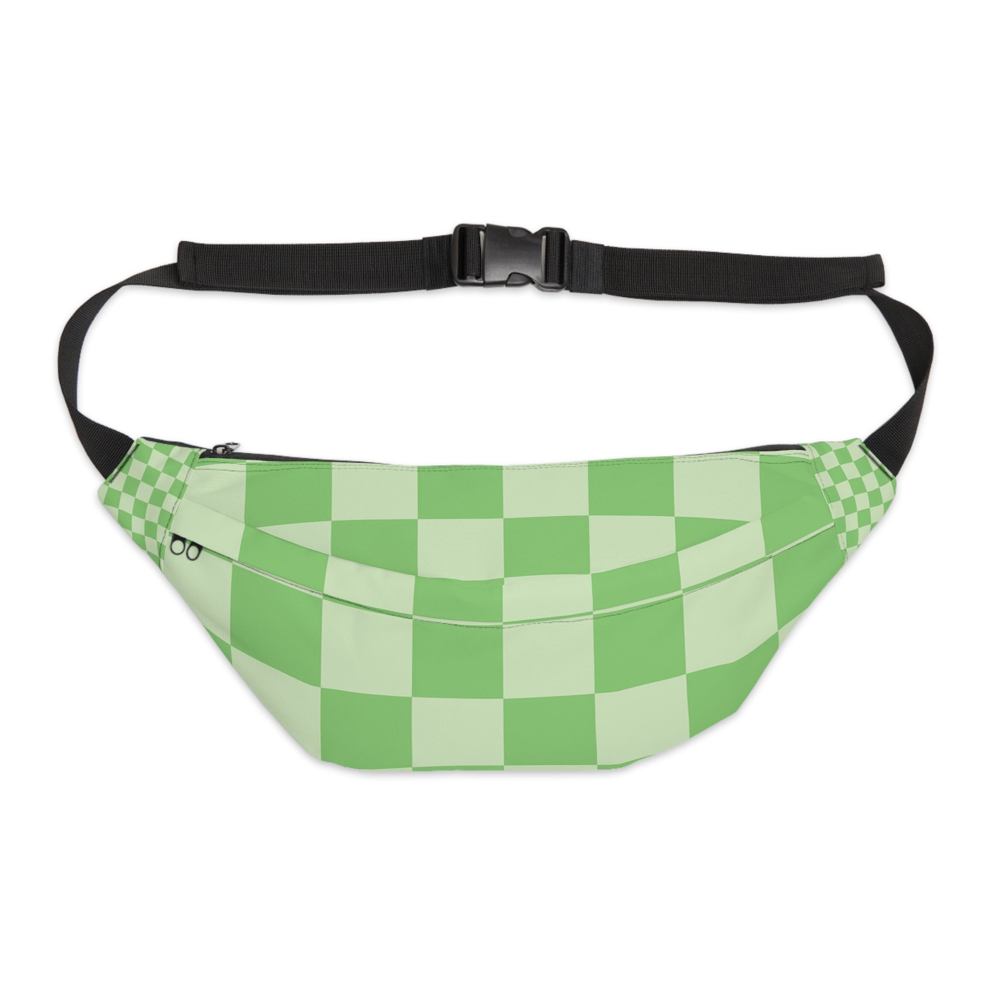 Checkerboard Green Large Fanny Pack, Artsulli - Art is Long, Life is Short, Bags, Size, 8" × 9" × 4'', , , , , 11223453366540644695