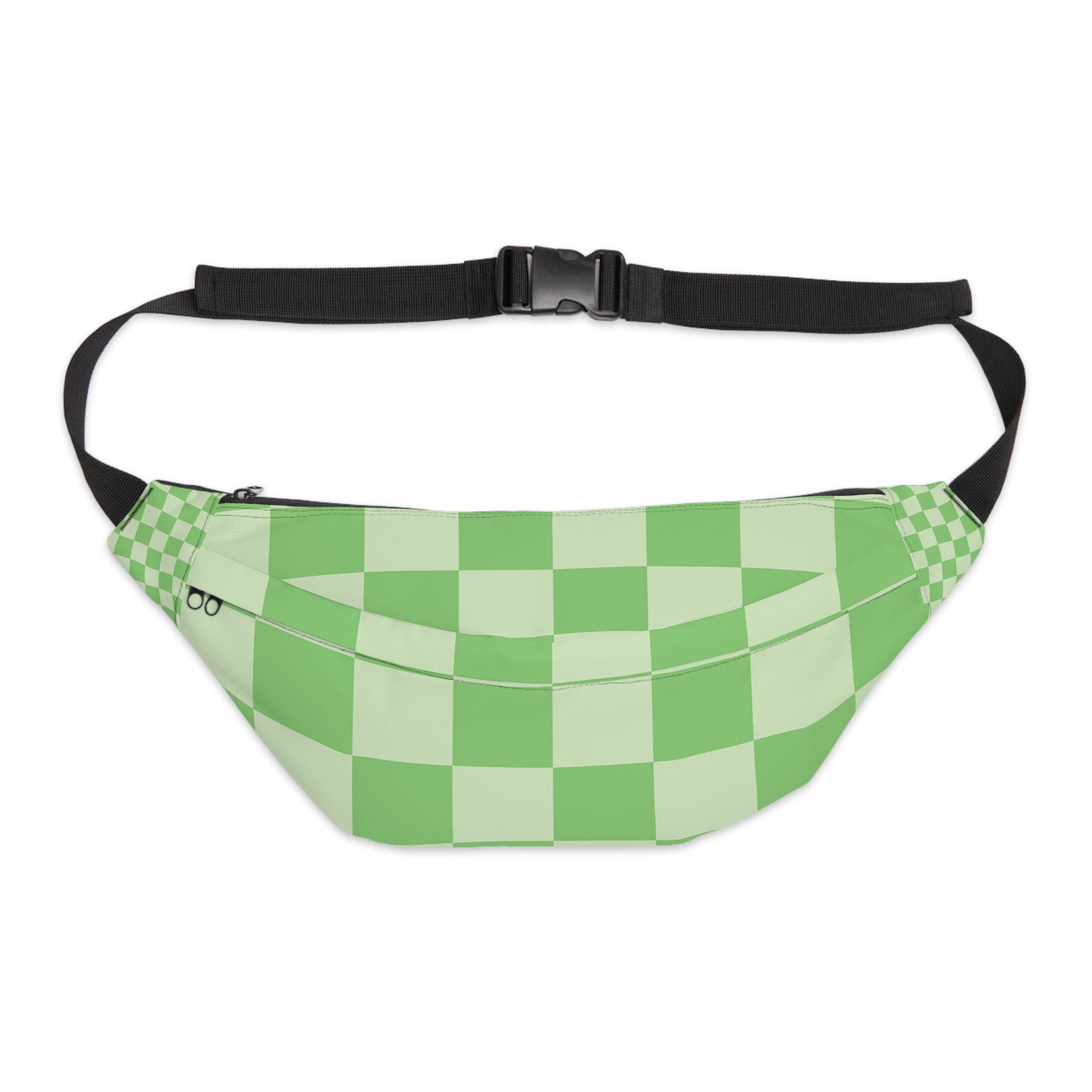 Checkerboard Green Large Fanny Pack, Artsulli - Art is Long, Life is Short, Bags, Size, 8" × 9" × 4'', , , , , 11223453366540644695