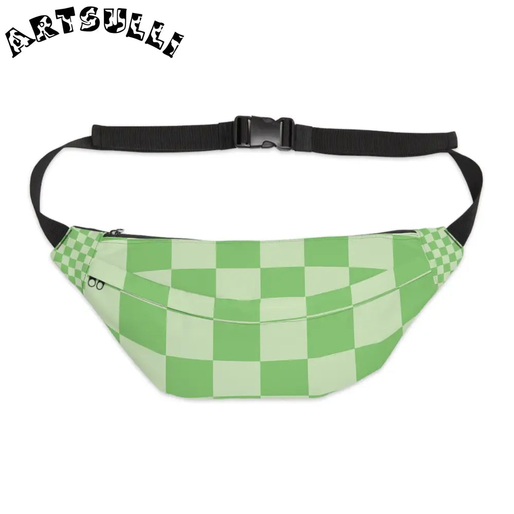 JAKKOUTTHEBXX Checkerboard Green Large Fanny Pack JAKKOUTTHEBXX