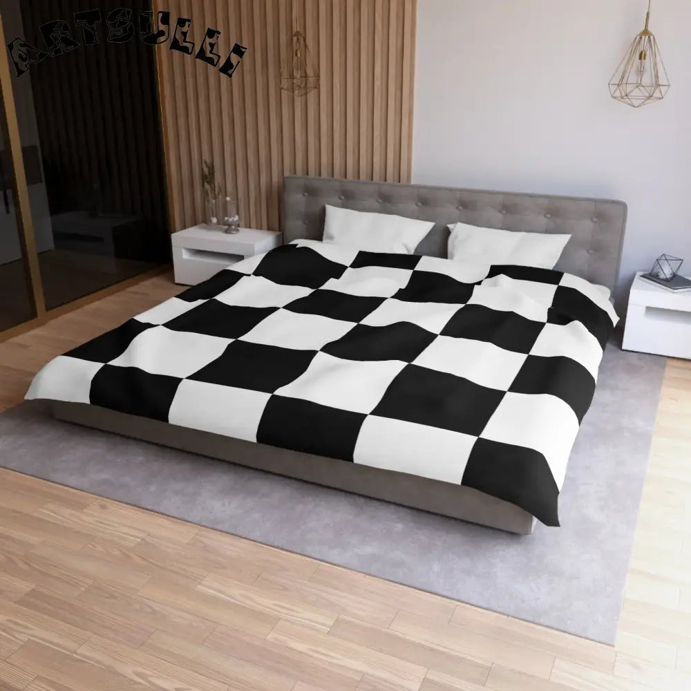 JAKKOUTTHEBXX Checkerboard Black and White Microfiber Duvet Cover