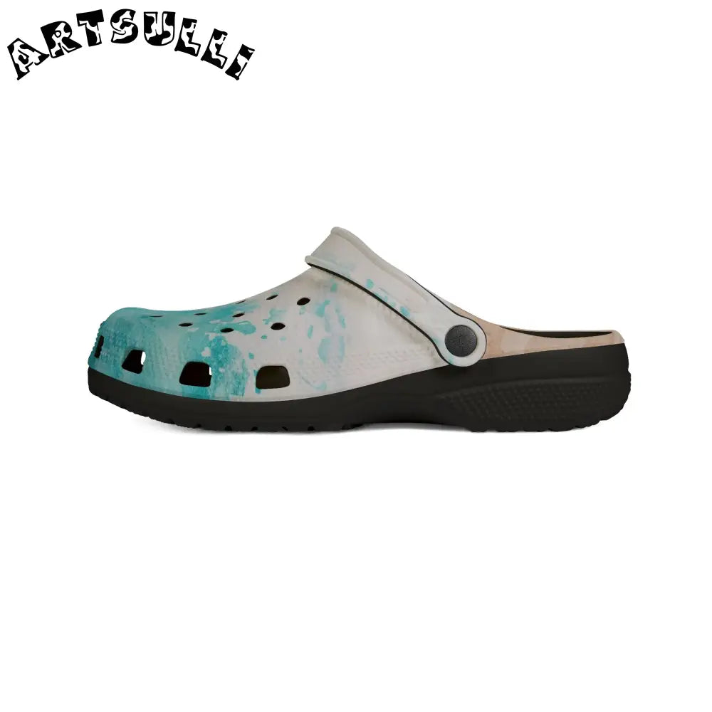 JAKKOUTTHEBXX Teal Gradient Polka Dot EVA Foam Clogs JAKKOUTTHEBXX