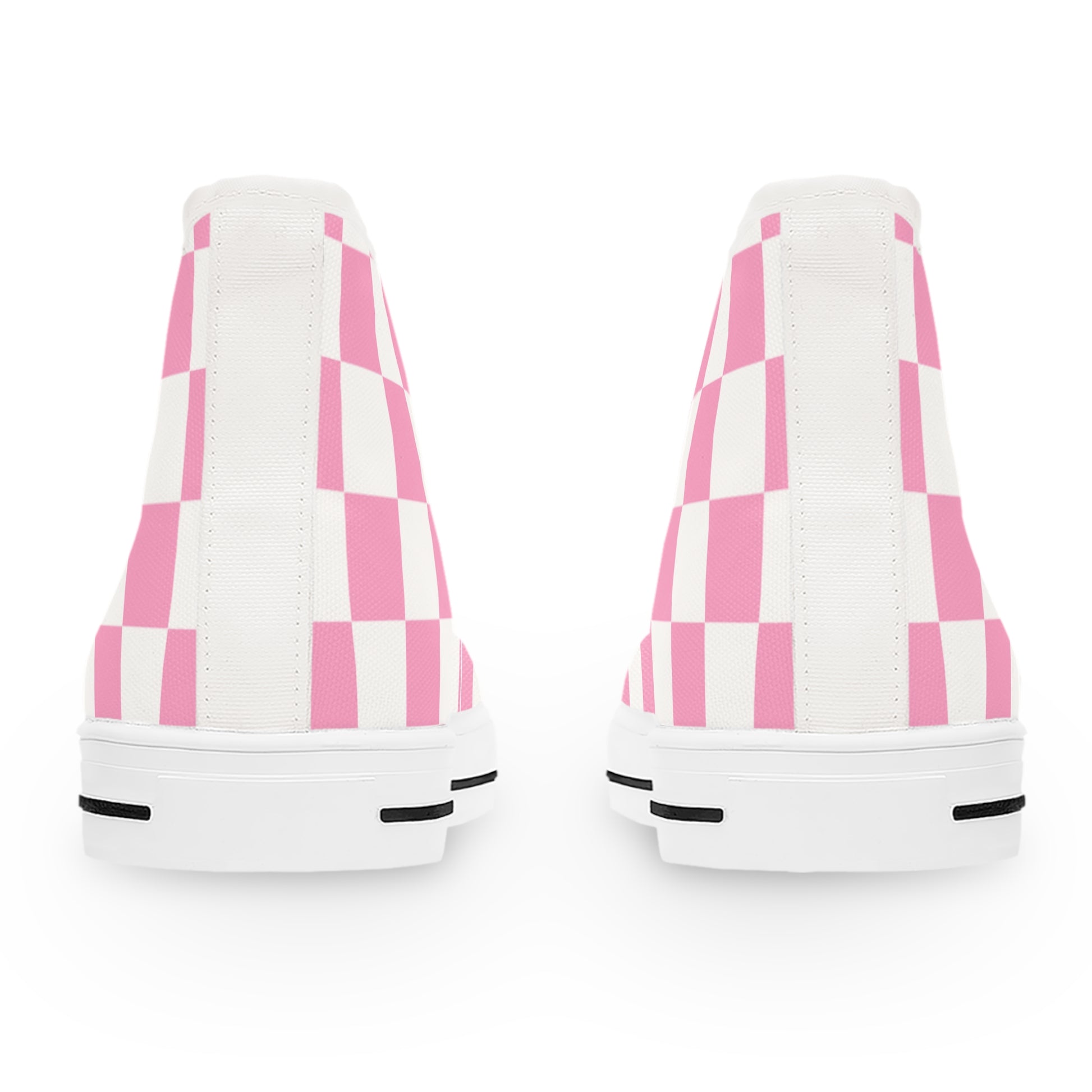 Checkerboard Hot Pink and White Women's High Top Sneakers, Artsulli - Art is Long, Life is Short, Shoes, , , , , , , 