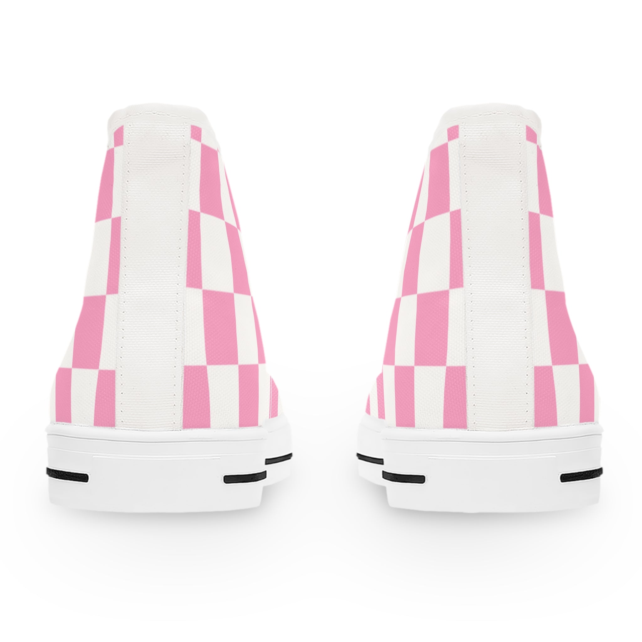 Checkerboard Hot Pink and White Women's High Top Sneakers, Artsulli - Art is Long, Life is Short, Shoes, , , , , , , 