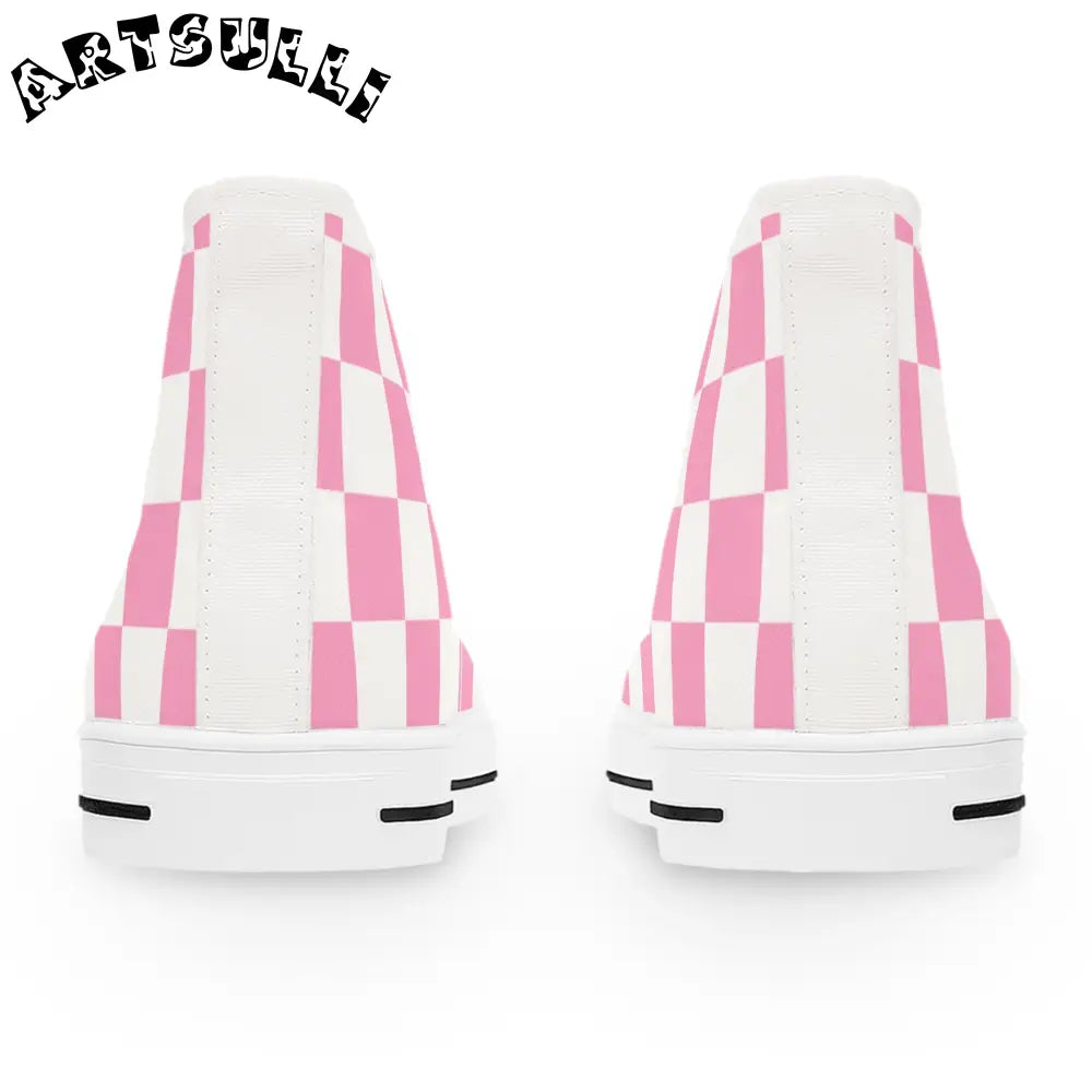 JAKKOUTTHEBXX Checkerboard Hot Pink and White Women’s High Top
