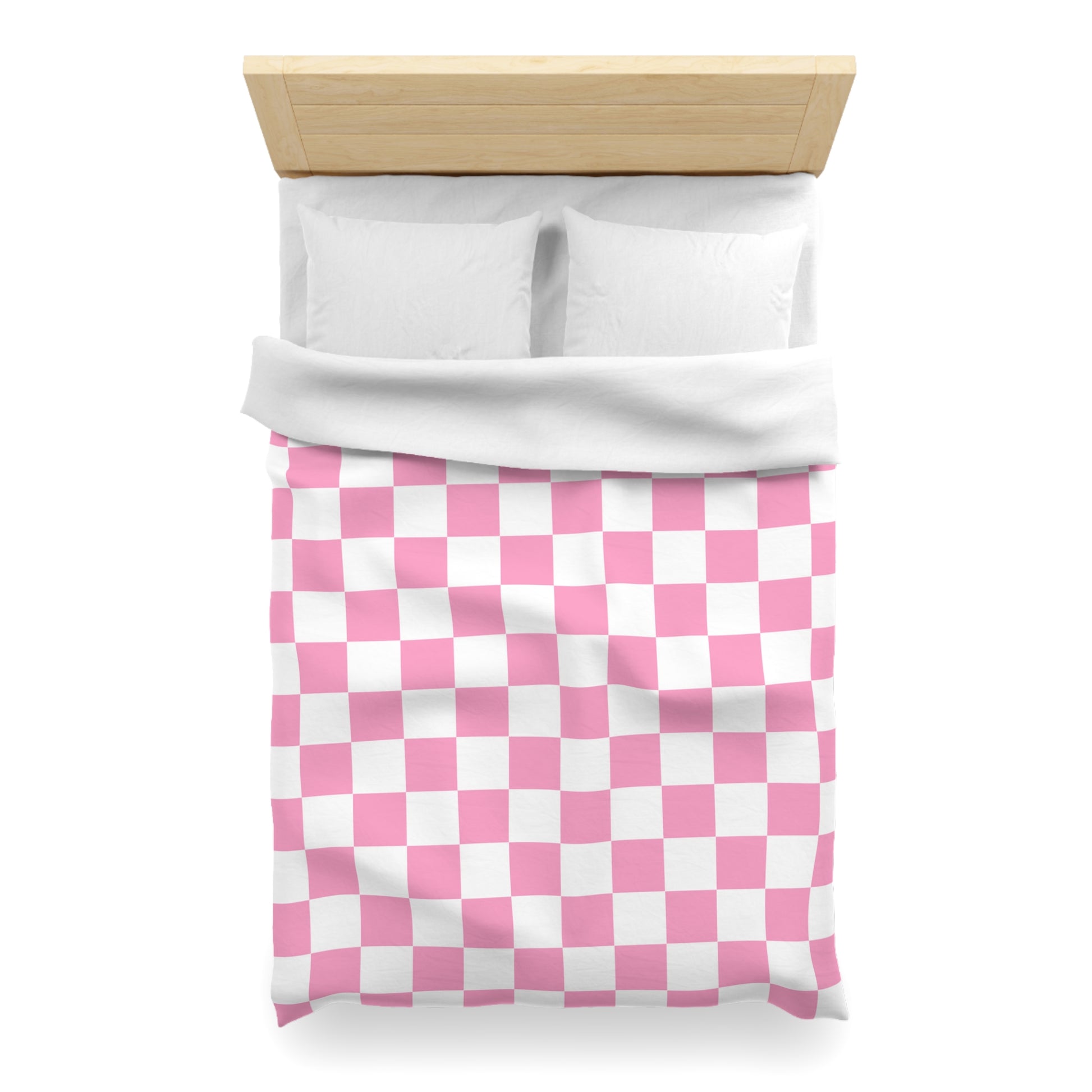 Checkerboard Hot Pink and White Microfiber Duvet Cover, Artsulli - Art is Long, Life is Short, Home Decor, , , , , , , 