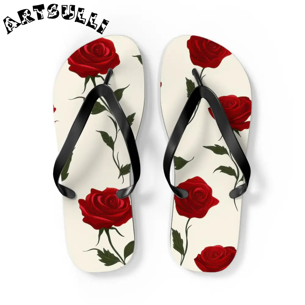 JAKKOUTTHEBXX Red Roses Flip Flops JAKKOUTTHEBXX Artsulli - Art