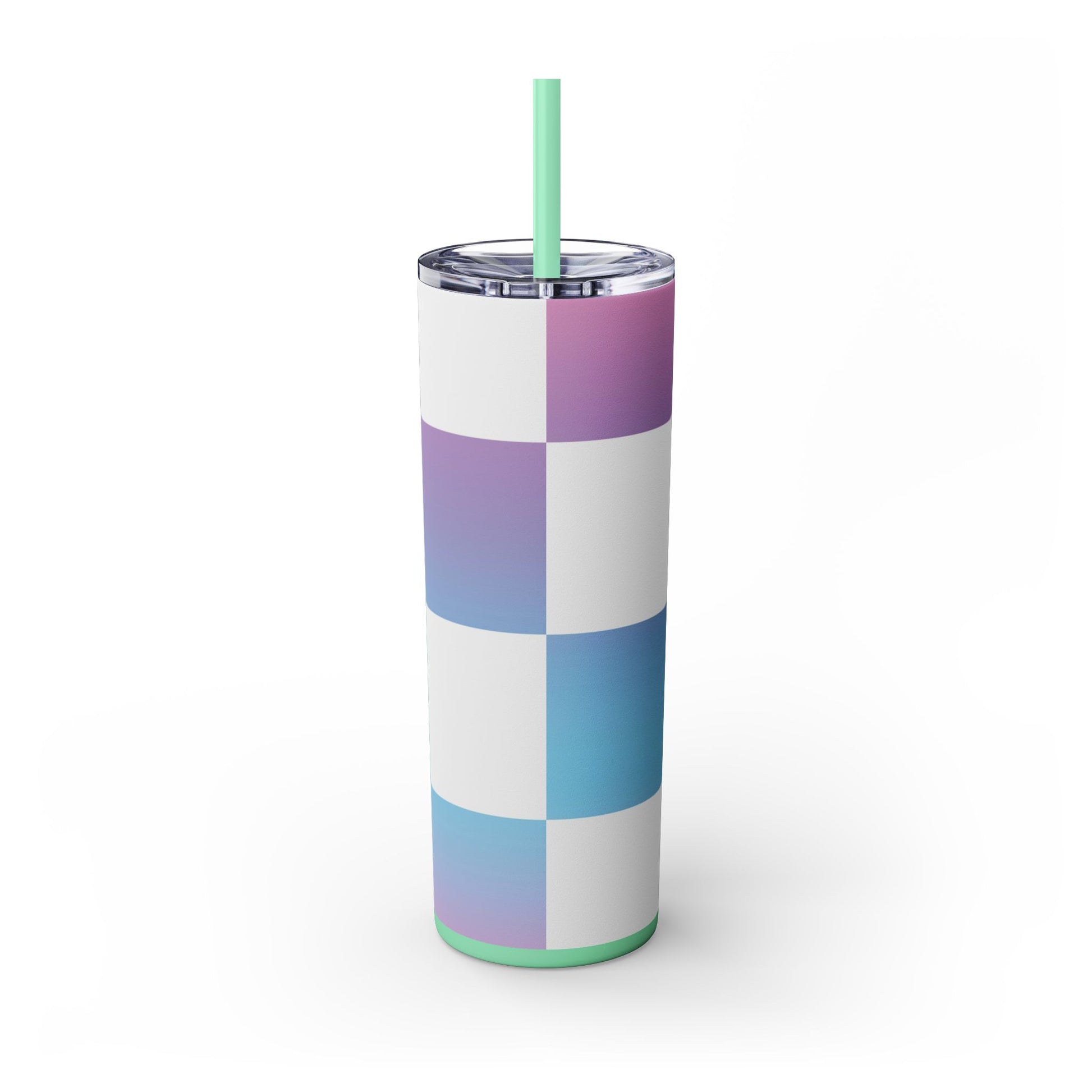 Vaporwave Check Skinny Tumbler with Straw, 20oz, Artsulli - Art is Long, Life is Short, Mug, , , , , , , 