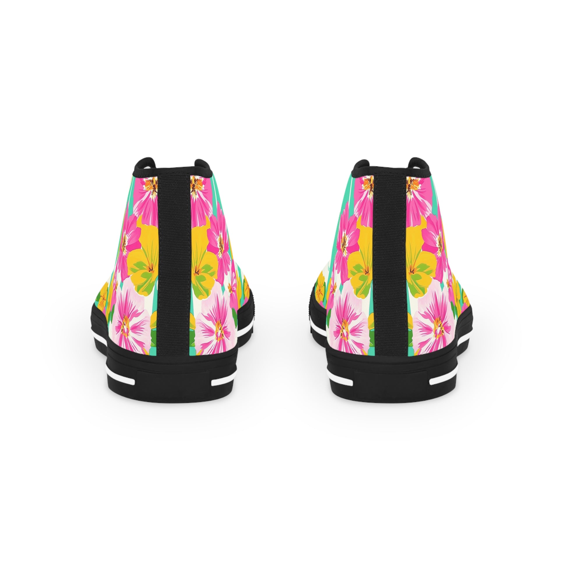 Pastel x Floral x Stripes Multi-Color Men's High Top Sneakers, Artsulli - Art is Long, Life is Short, Shoes, , , , , , , 