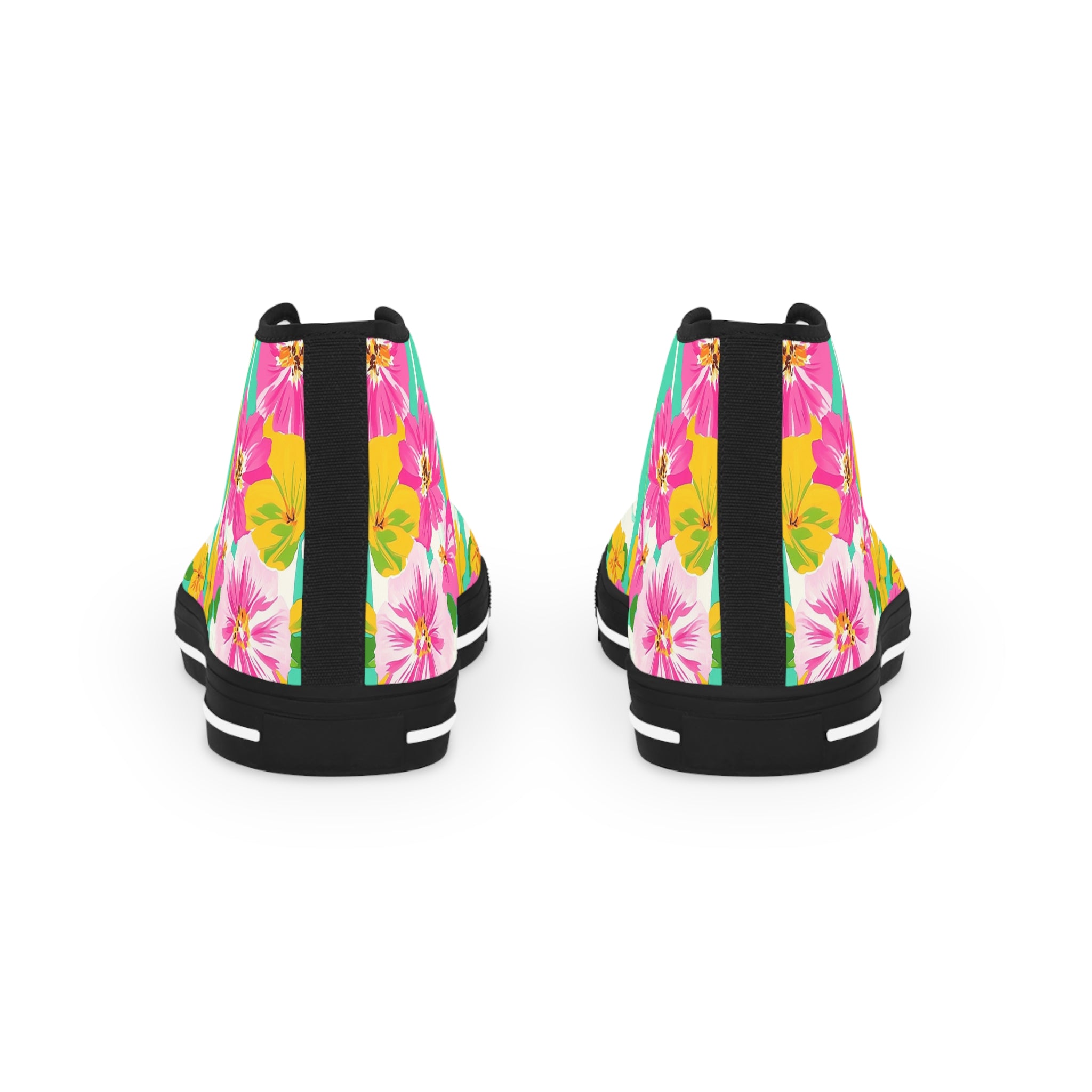 Pastel x Floral x Stripes Multi-Color Men's High Top Sneakers, Artsulli - Art is Long, Life is Short, Shoes, , , , , , , 