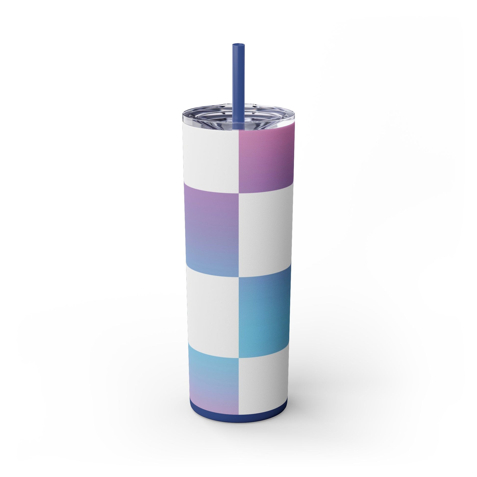 Vaporwave Check Skinny Tumbler with Straw, 20oz, Artsulli - Art is Long, Life is Short, Mug, , , , , , , 