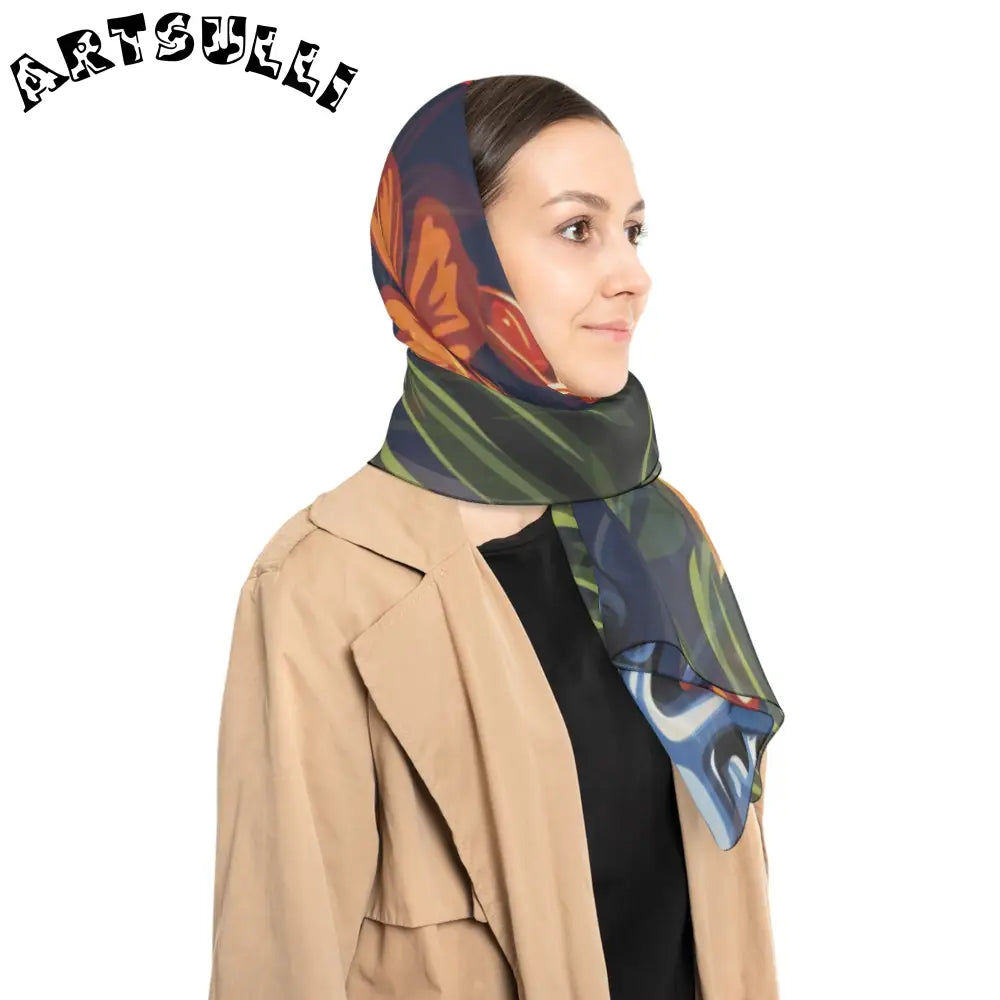 JAKKOUTTHEBXX Tropical Tiki Floral Sheer Scarf 2025