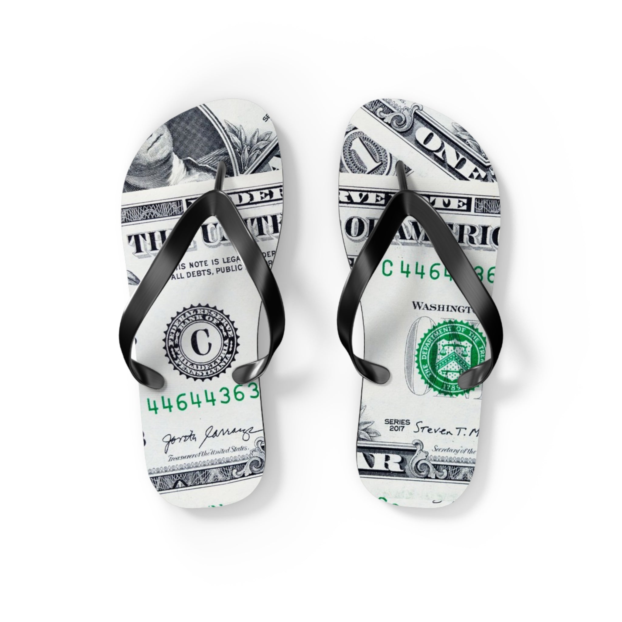 Money Collage Flip Flops, Artsulli - Art is Long, Life is Short, Shoes, Size, S, Color, Black sole, , , 82865863266057