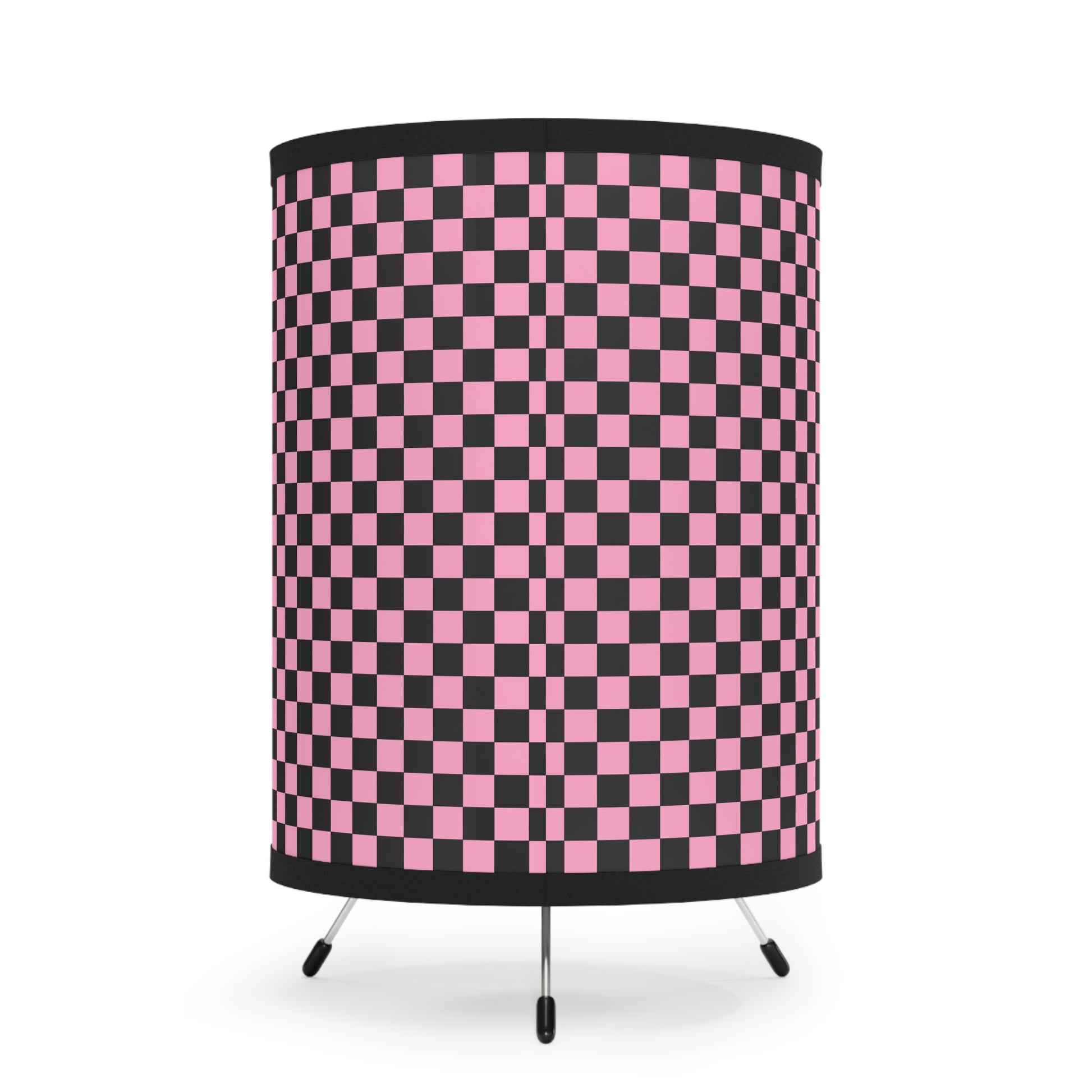 Checkerboard Black and Pink Tripod Lamp with High-Res Printed Shade, US\CA plug, Artsulli - Art is Long, Life is Short, Home Decor, , , , , , , 