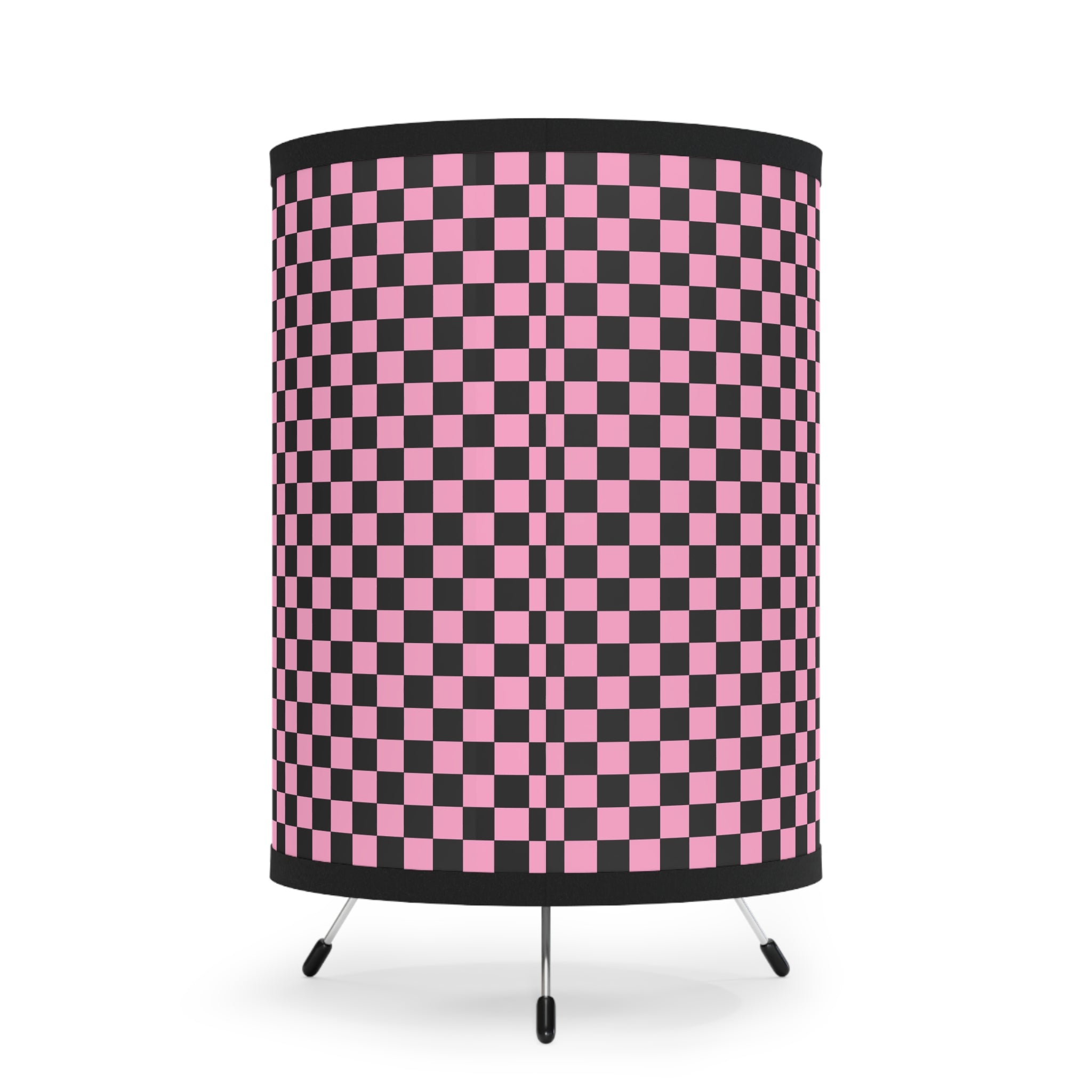 Checkerboard Black and Pink Tripod Lamp with High-Res Printed Shade, US\CA plug, Artsulli - Art is Long, Life is Short, Home Decor, , , , , , , 
