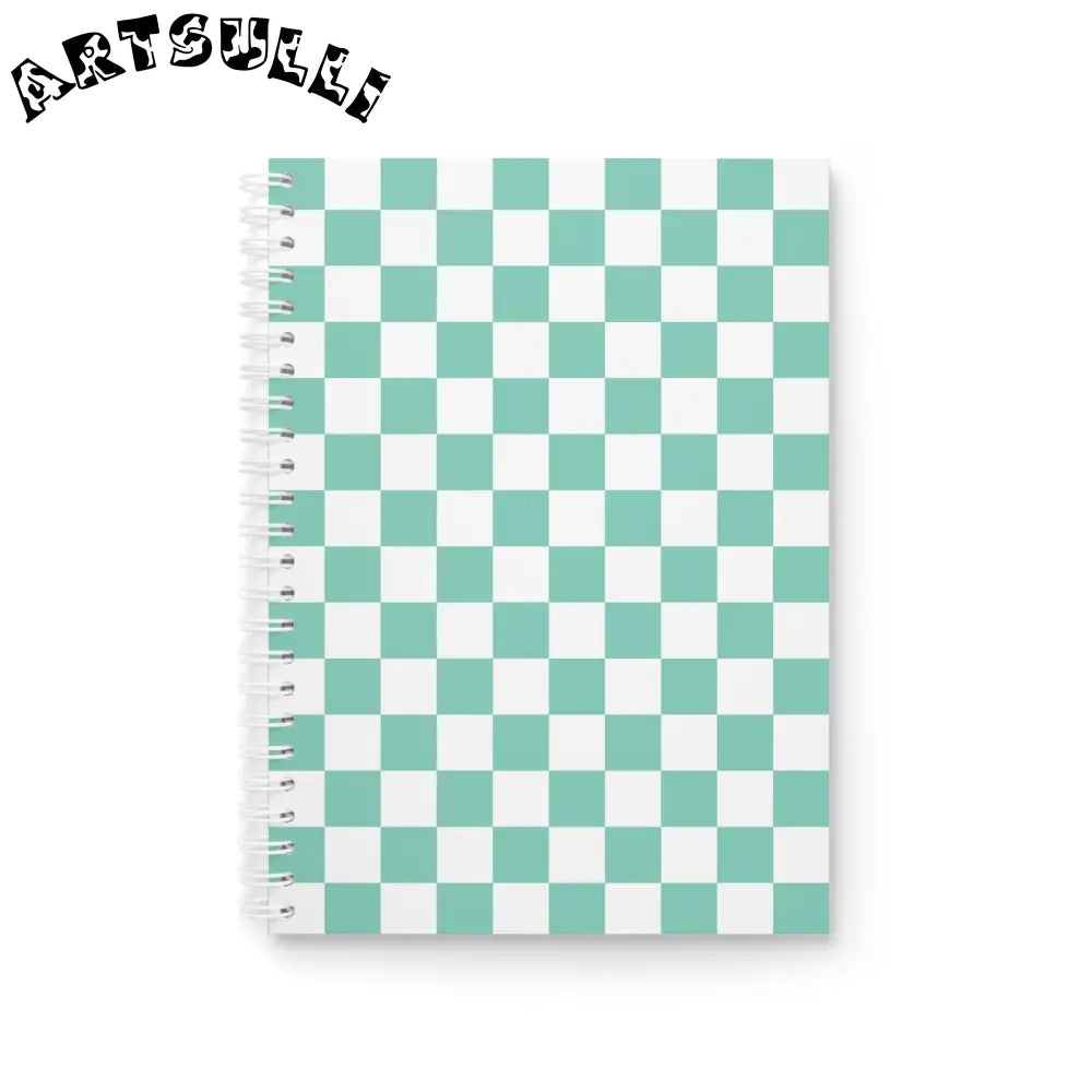 JAKKOUTTHEBXX Checkerboard Light Green Spiral Notebook JAKKOUTTHEBXX