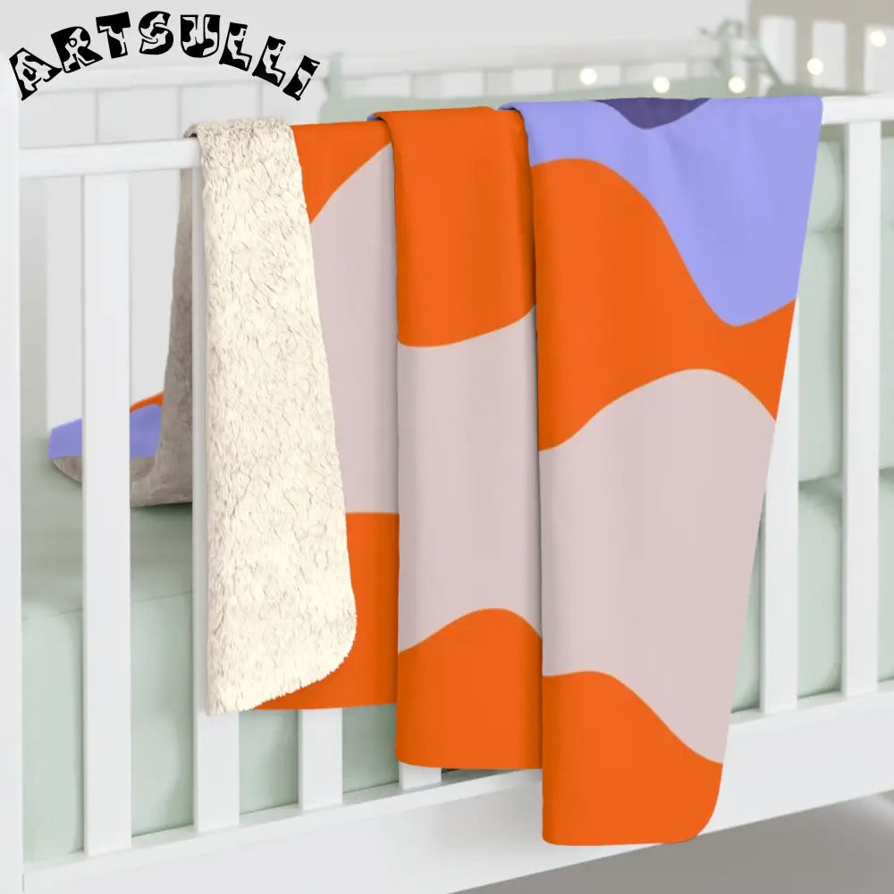 JAKKOUTTHEBXX Waves Red and Blue Sherpa Fleece Blanket JAKKOUTTHEBXX