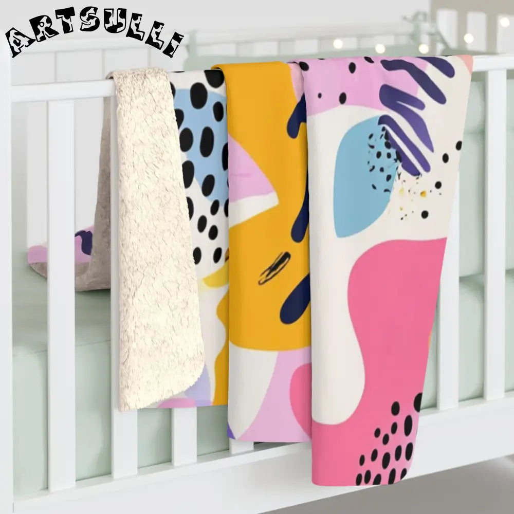 JAKKOUTTHEBXX Colorful Abstract Dots and Shapes II Sherpa Fleece