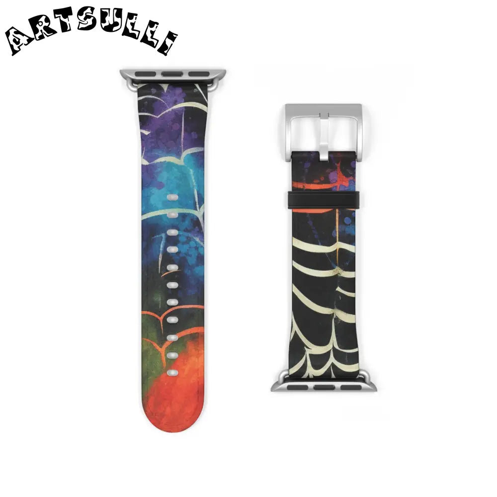 JAKKOUTTHEBXX Colorful Spider Web Faux Leather Watch Band 2025